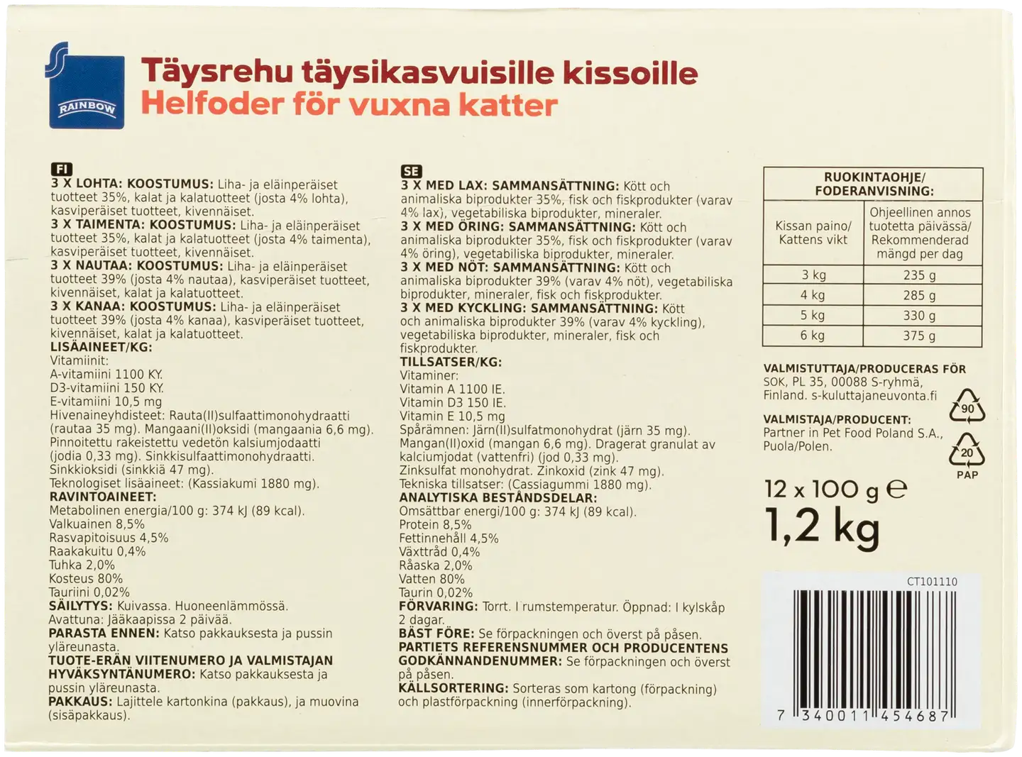 Rainbow Paloja hyytelössä 12x100g  kissanruoka monipakkaus - 2