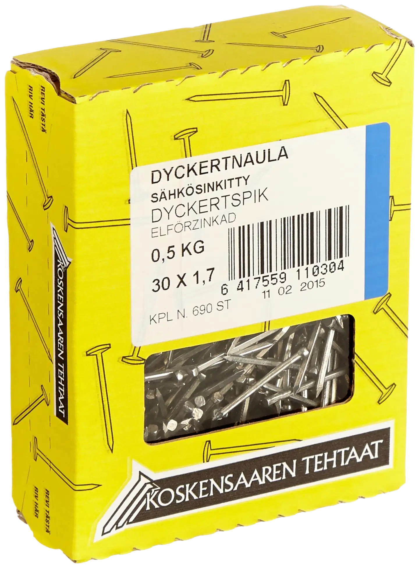 Koskensaaren Tehtaat Dyckertnaula sink. 0,5kg 30x1,7mm - 1