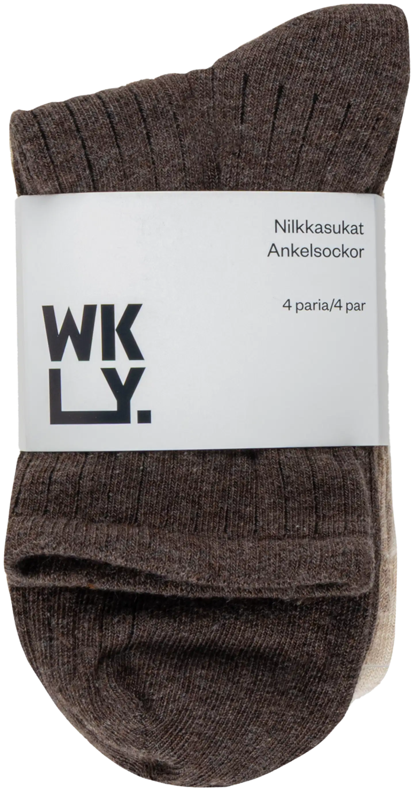 WKLY. naisten nilkkasukat ribbi 214WNO2601 4-pack - Beige/brown - 2