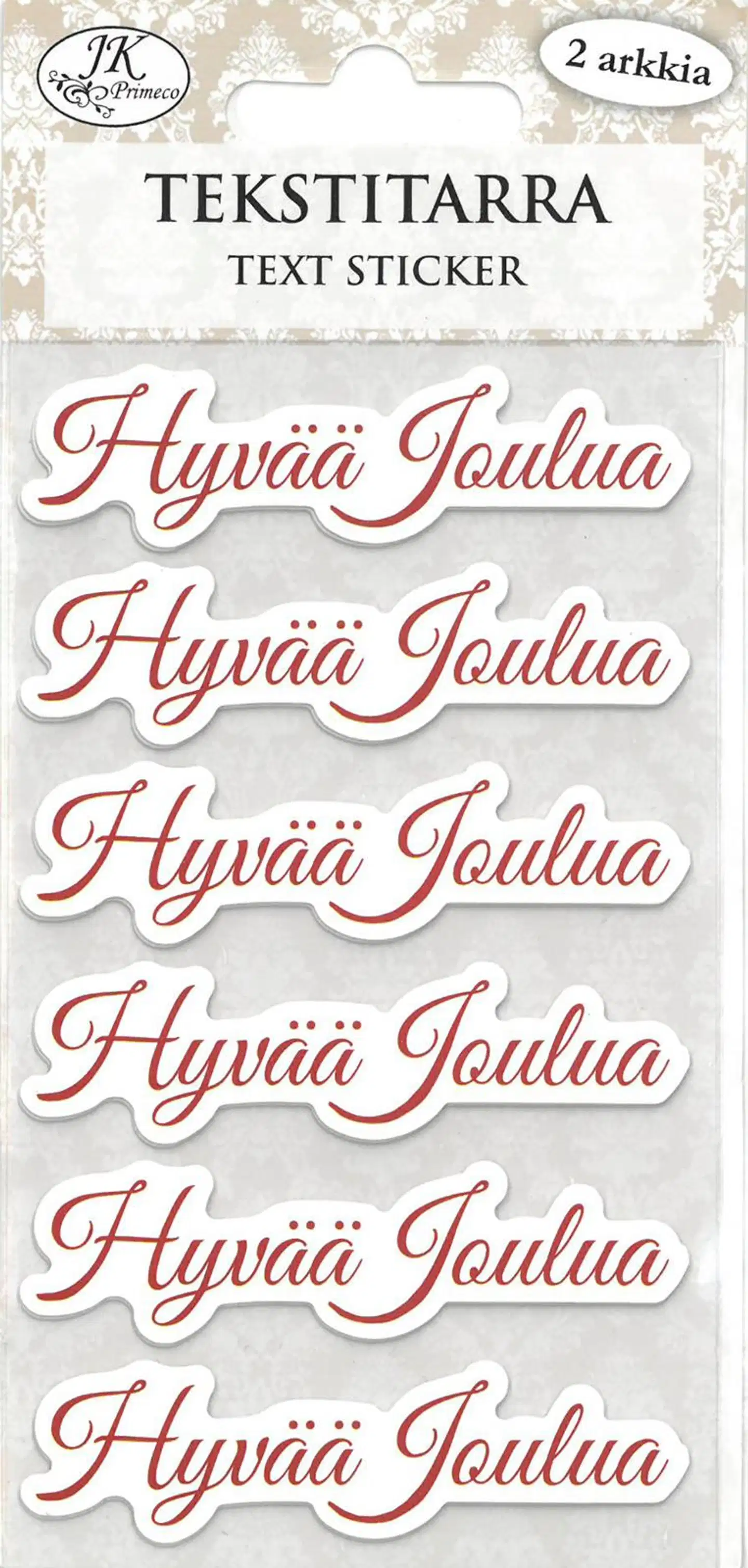 J.K. Primeco Tekstitarra Hyvää joulua punainen 2ark