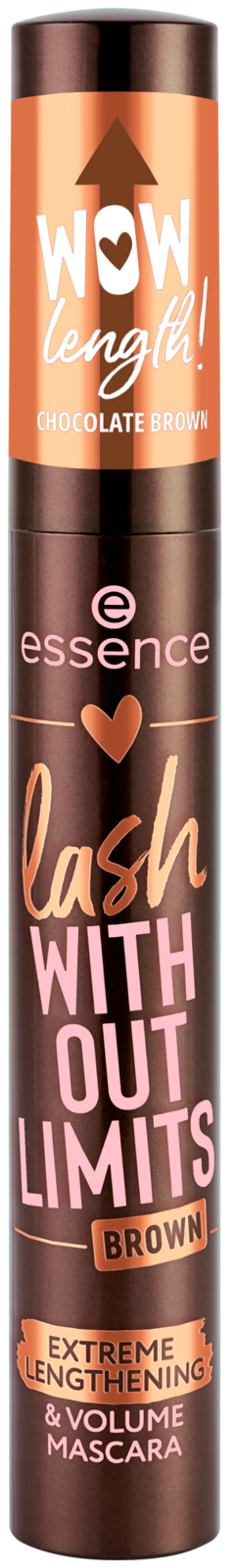 essence LOVE IT A CHOCO' LOT! lash WITHOUT LIMITS BROWN EXTREME LENGTHENING & VOLUME Ripsiväri - 1