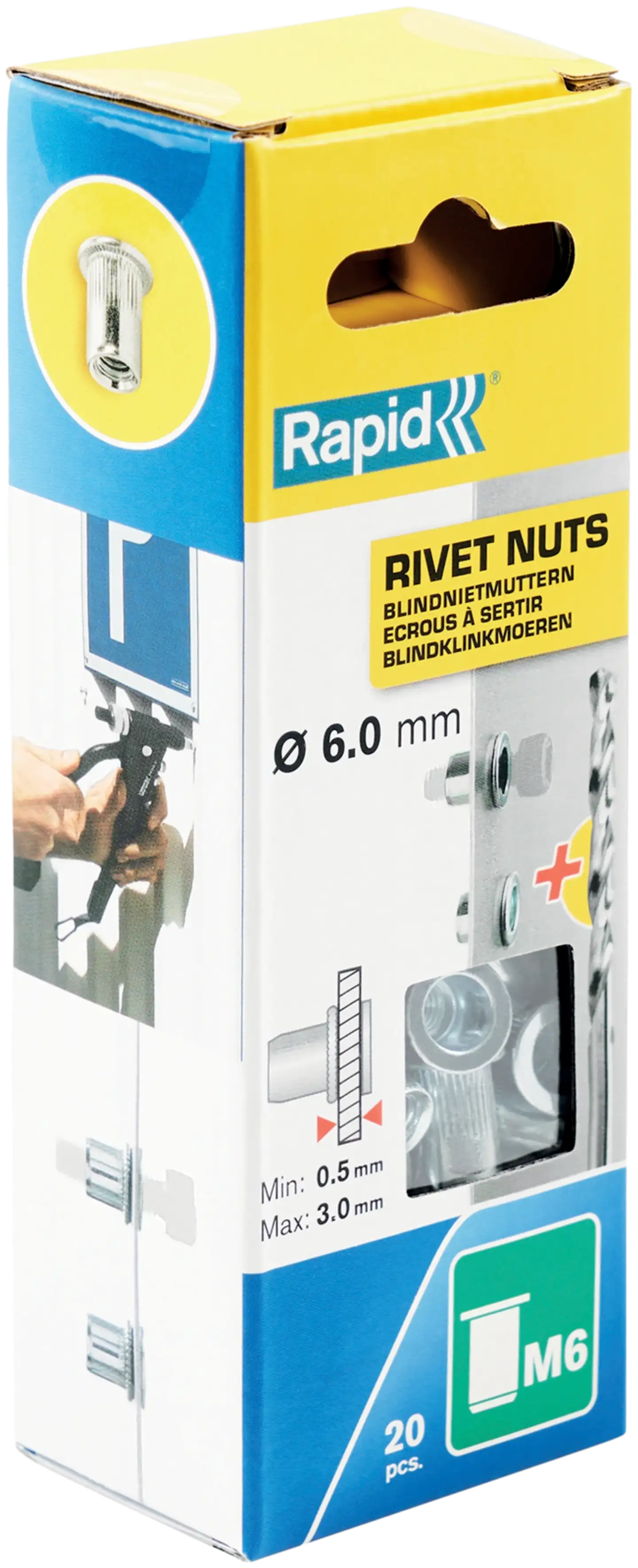 Niittimutteri Rapid M6 20 kpl RP110:lle