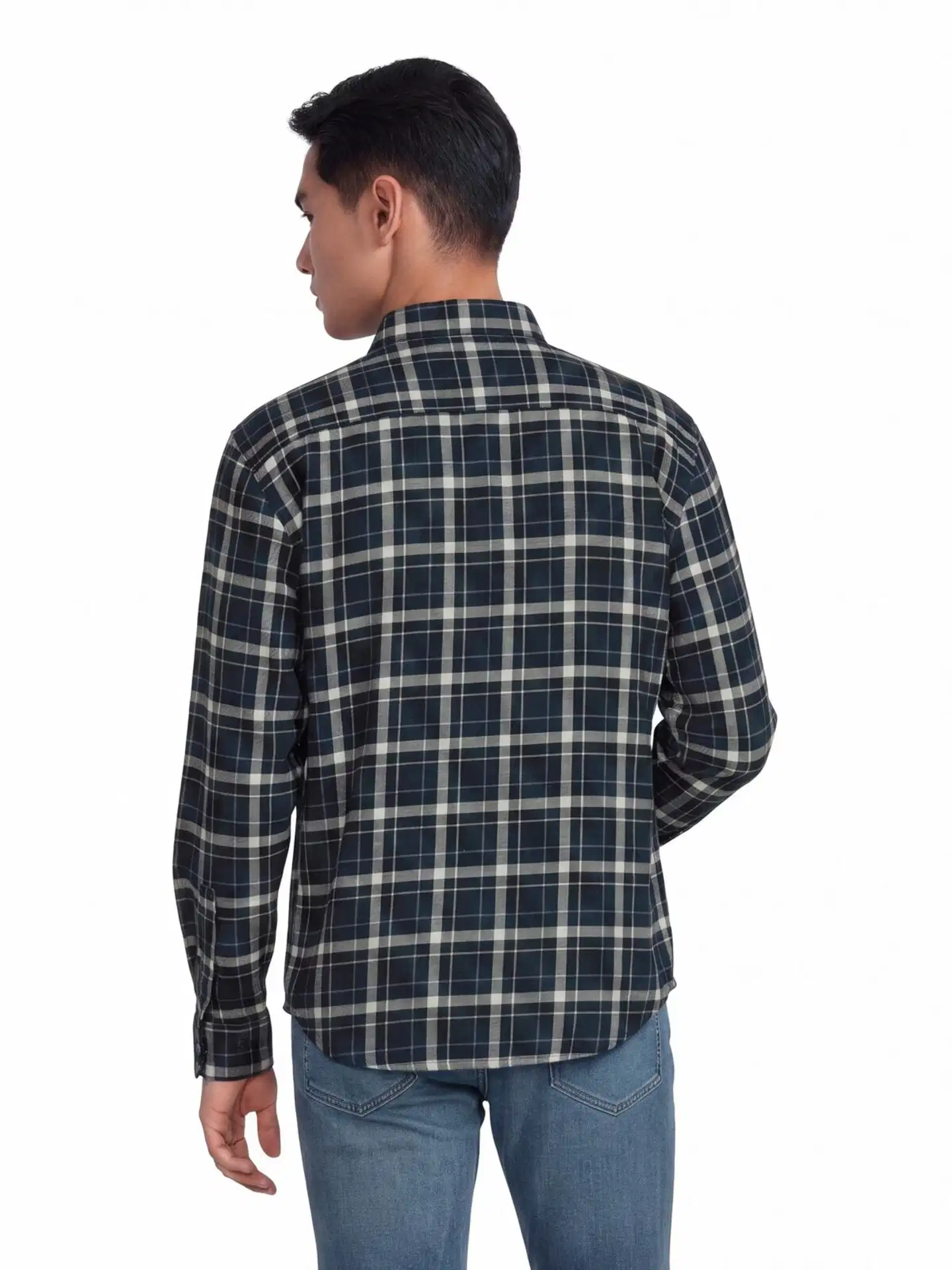 House miesten ruudullinen flanellipaita 194H292603 - Blue check - 3