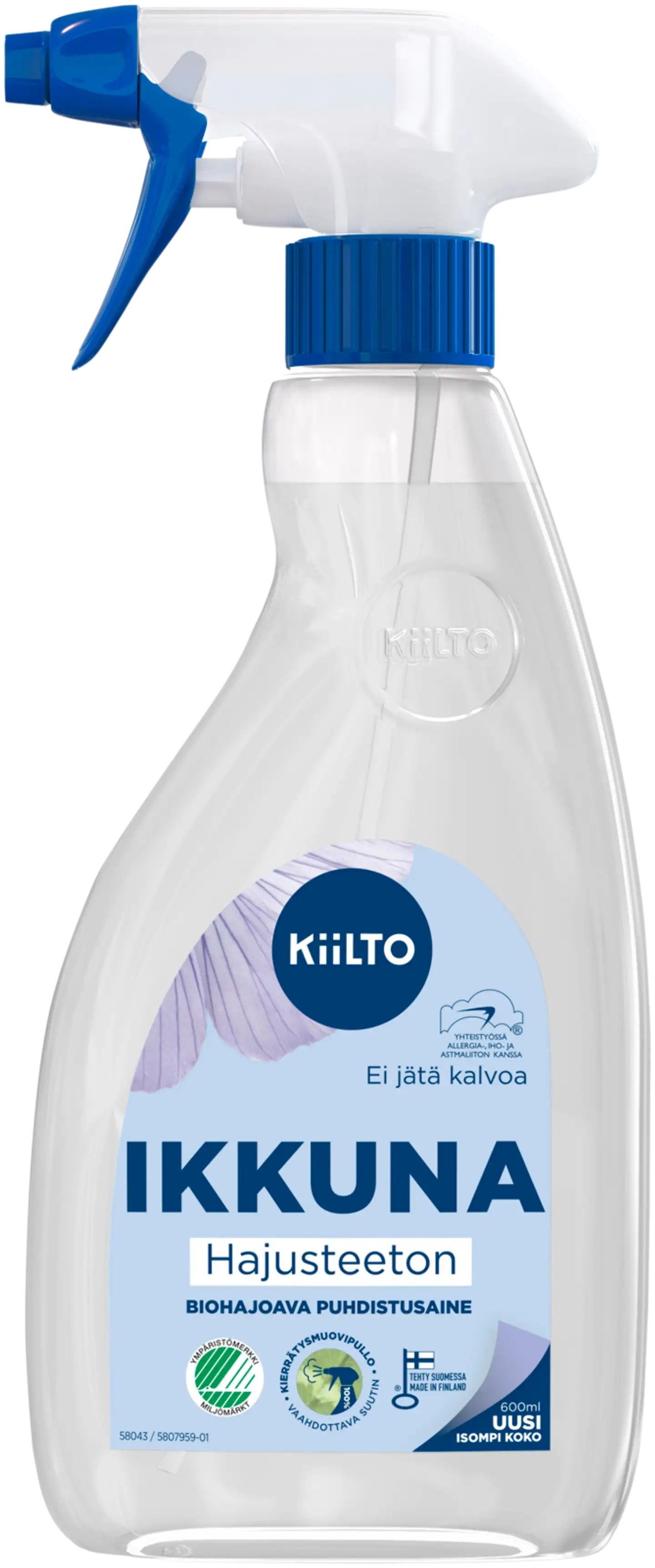 Kiilto Ikkuna biohajoava puhdistussuihke Hajusteeton 600 ml