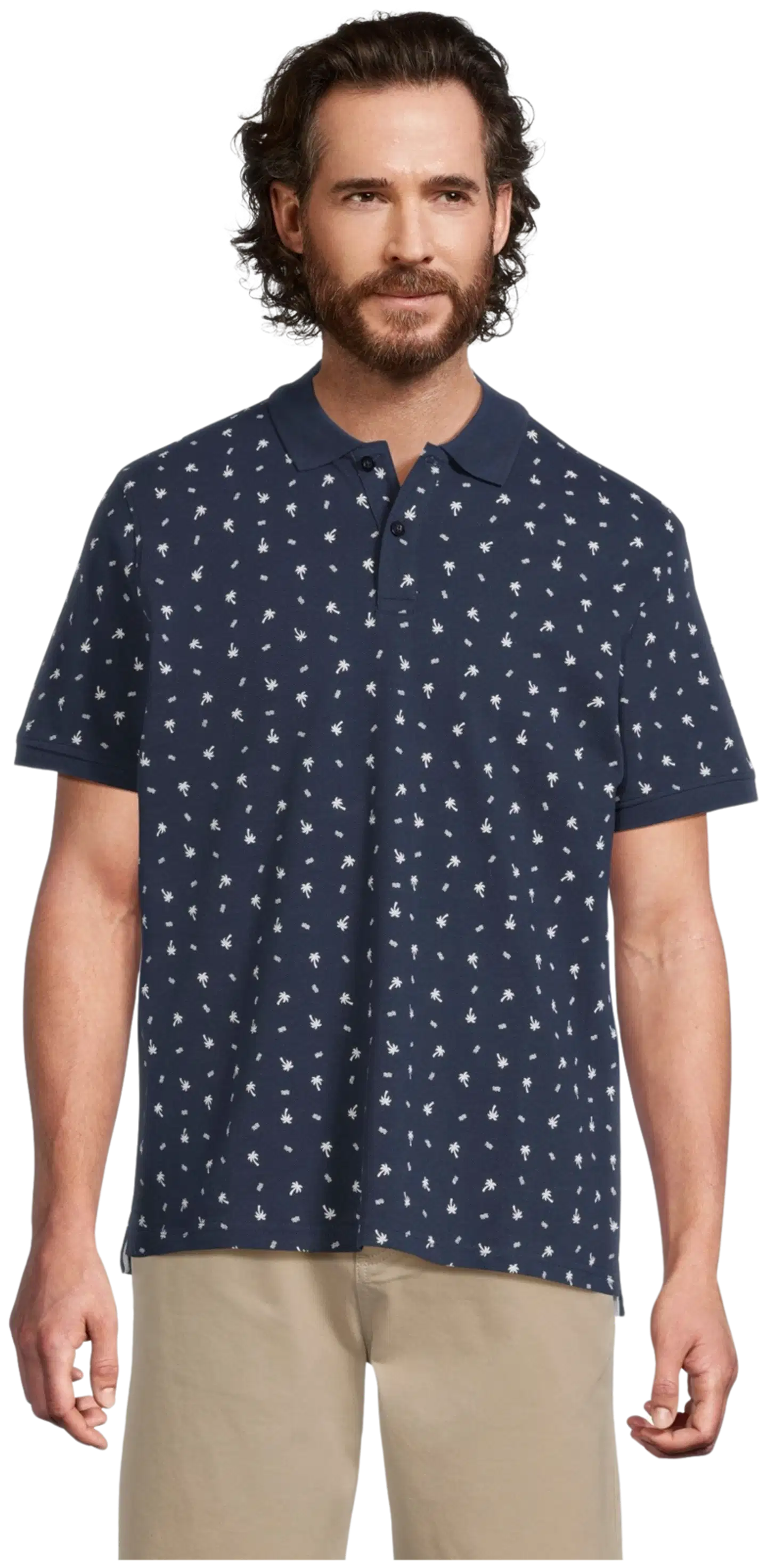 House miesten kuviollinen pikeepaita Palmu 195H152614 - Dark blue - 1