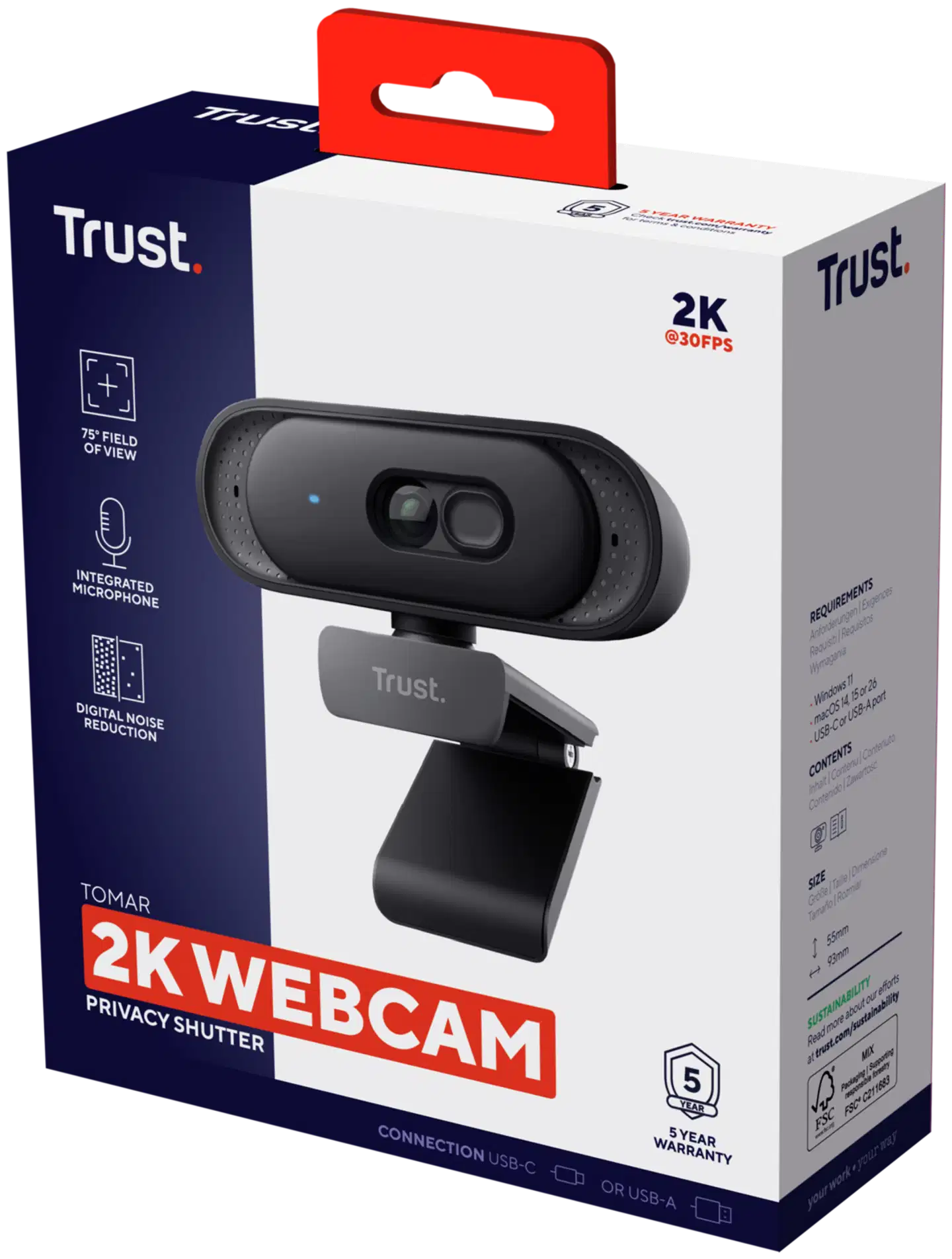 Trust Tomar 2K QHD Webkamera musta - 7