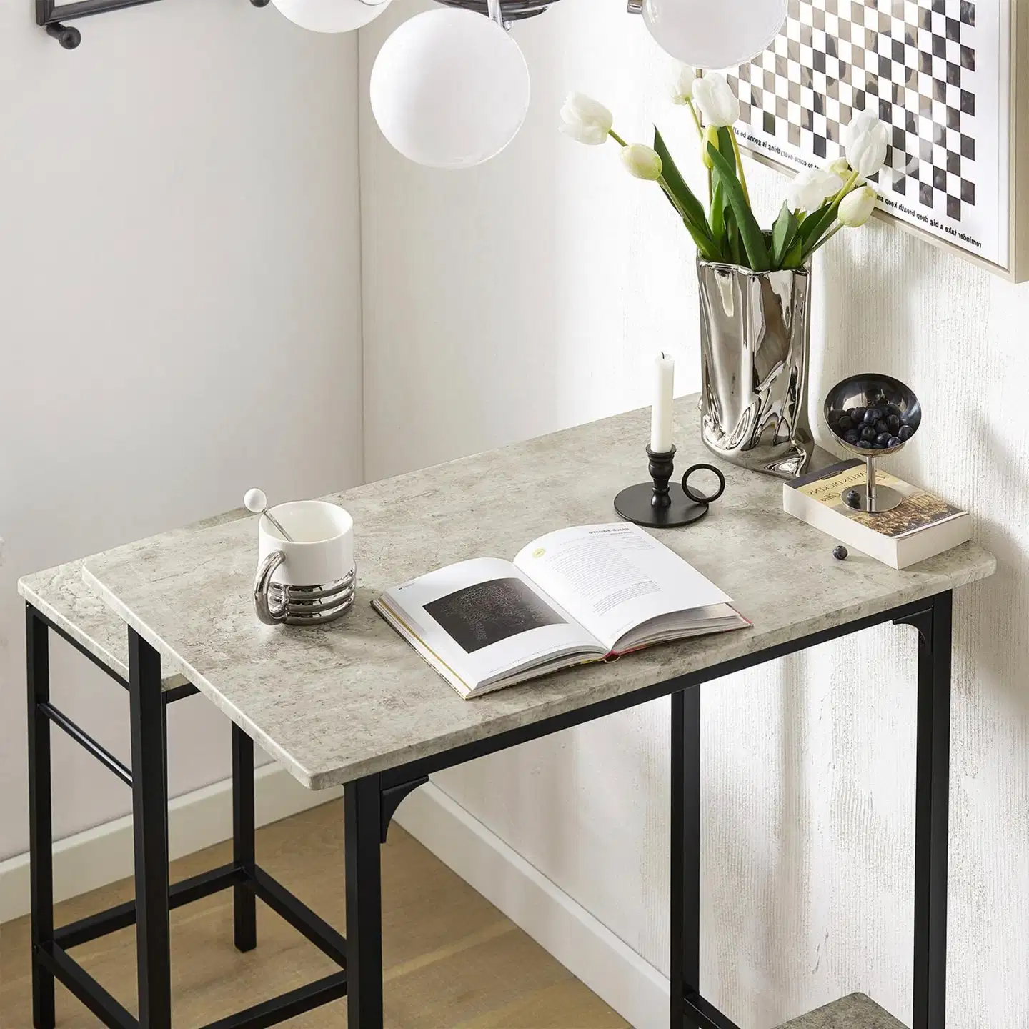 SoBuy baaripöytäsetti harmaa OGT10-HG - 6