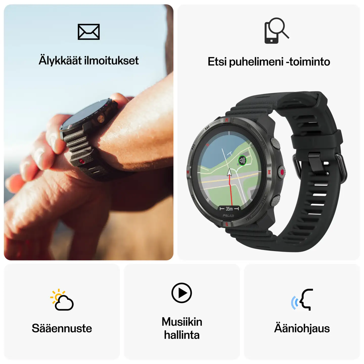 Polar Outdoor-kello Grit X2 musta S-L - 13