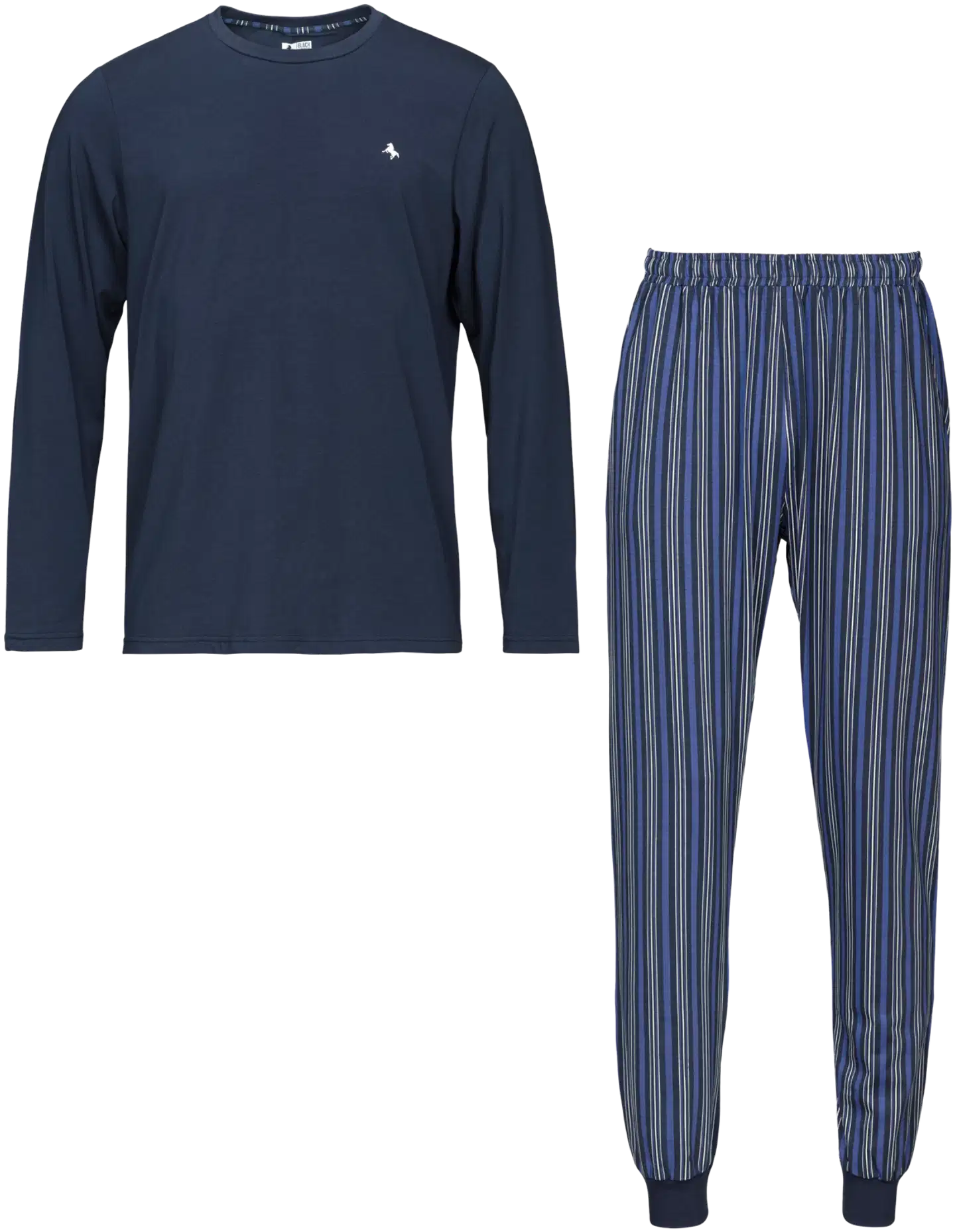 Black Horse miesten pitkähihainen pyjama N057 - Blue Stripe - 1