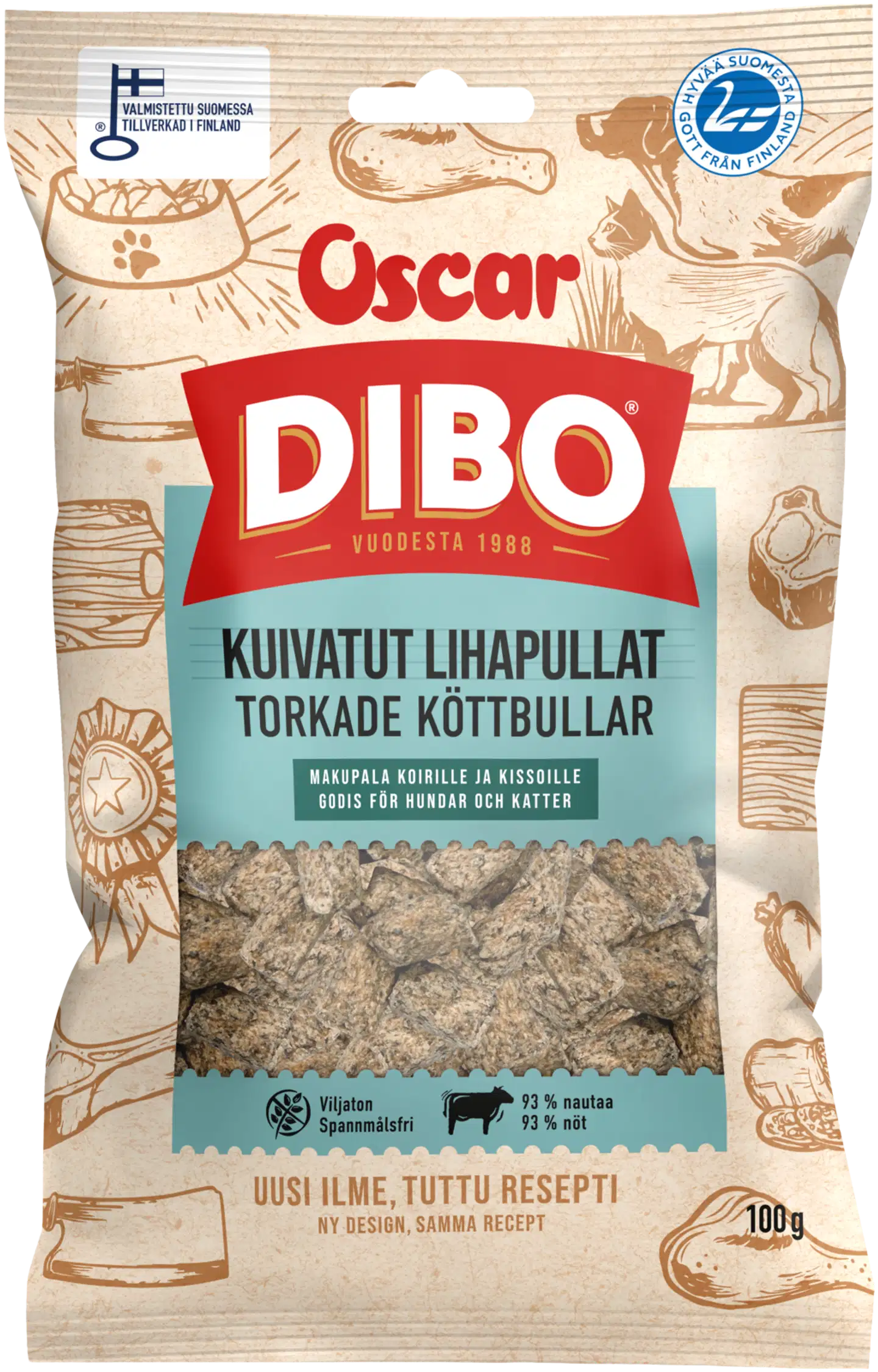 DIBO Kuivatut lihapullat koirille ja kissoille 100 g