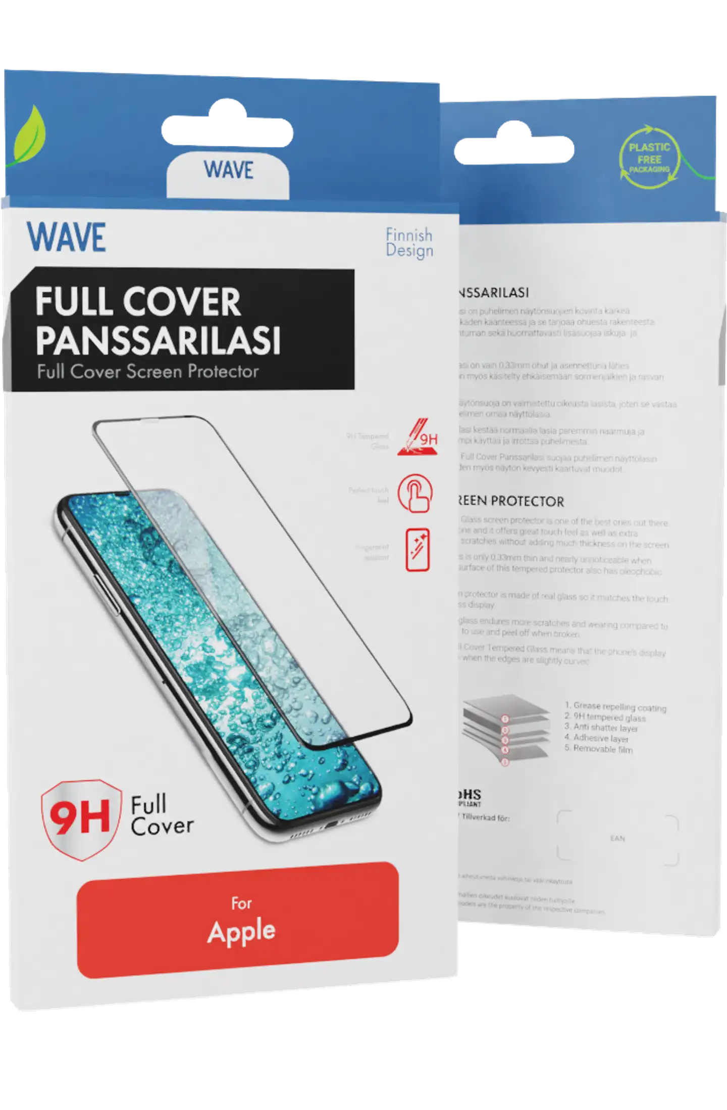 Wave Full Cover Panssarilasi, Apple iPhone SE (2022) / SE (2020) / 8 / 7 / 6S / 6, Musta Kehys