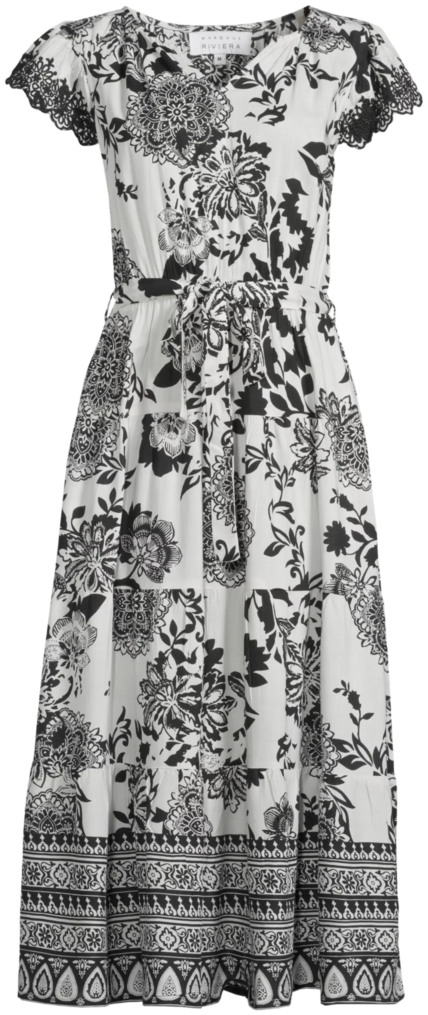 Margaux Riviera naisten mekko POPLIN-04 - WHITE & BLACK AOP - 2