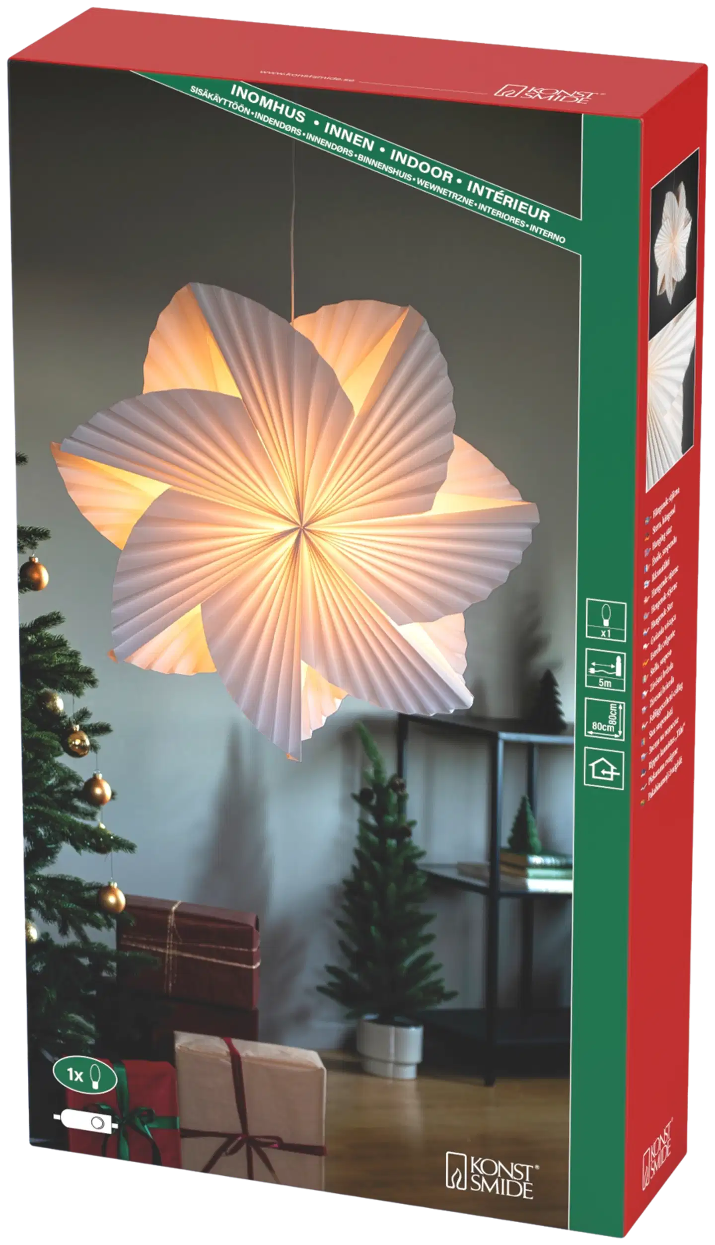 Konstsmide Paperitähti 5949-200, Hyrrä 80Cm Valkoinen, E14 sis. johtosarjan - 4