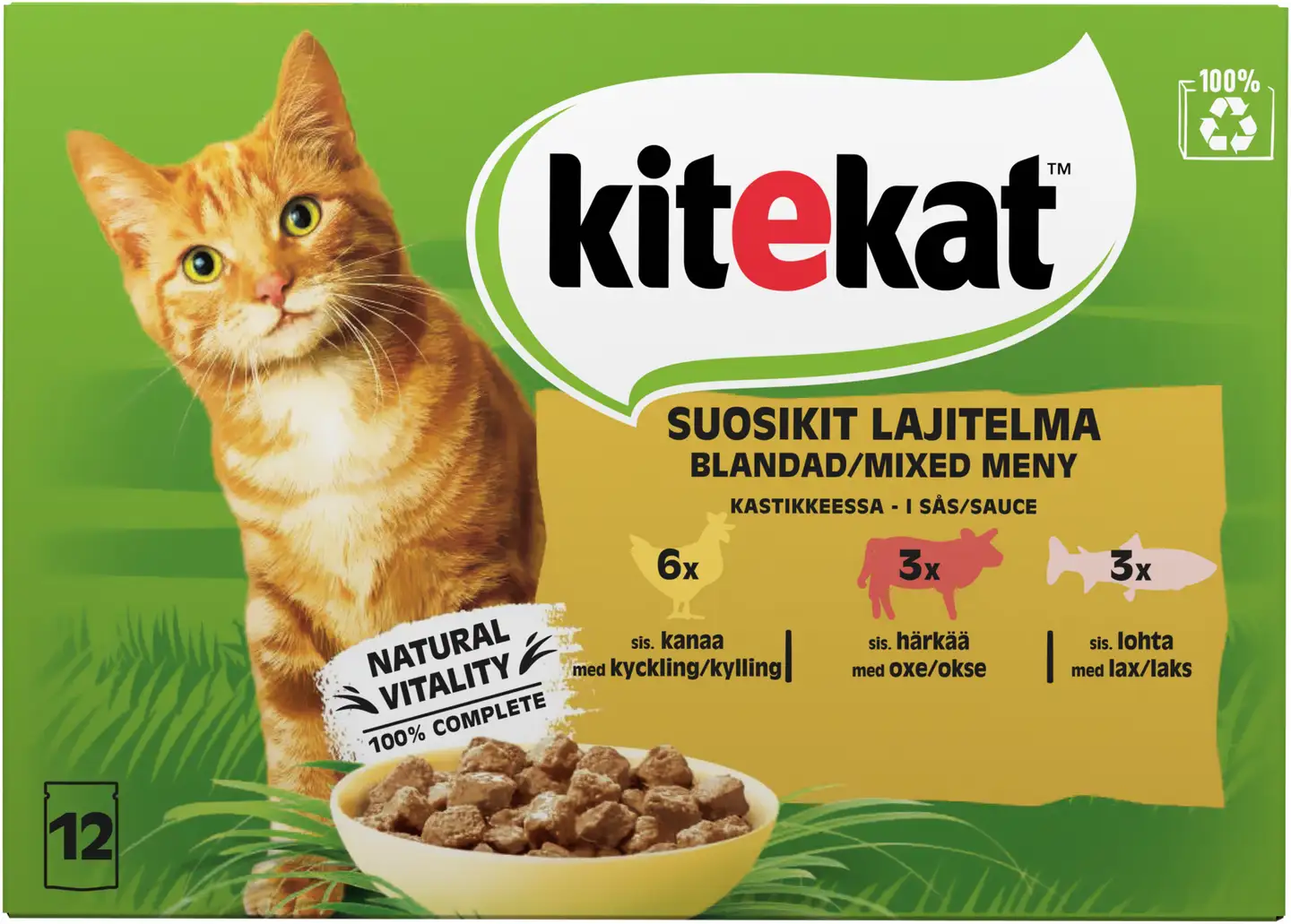 Kitekat Suosikit Lajitelma kastikkeessa 12x85g