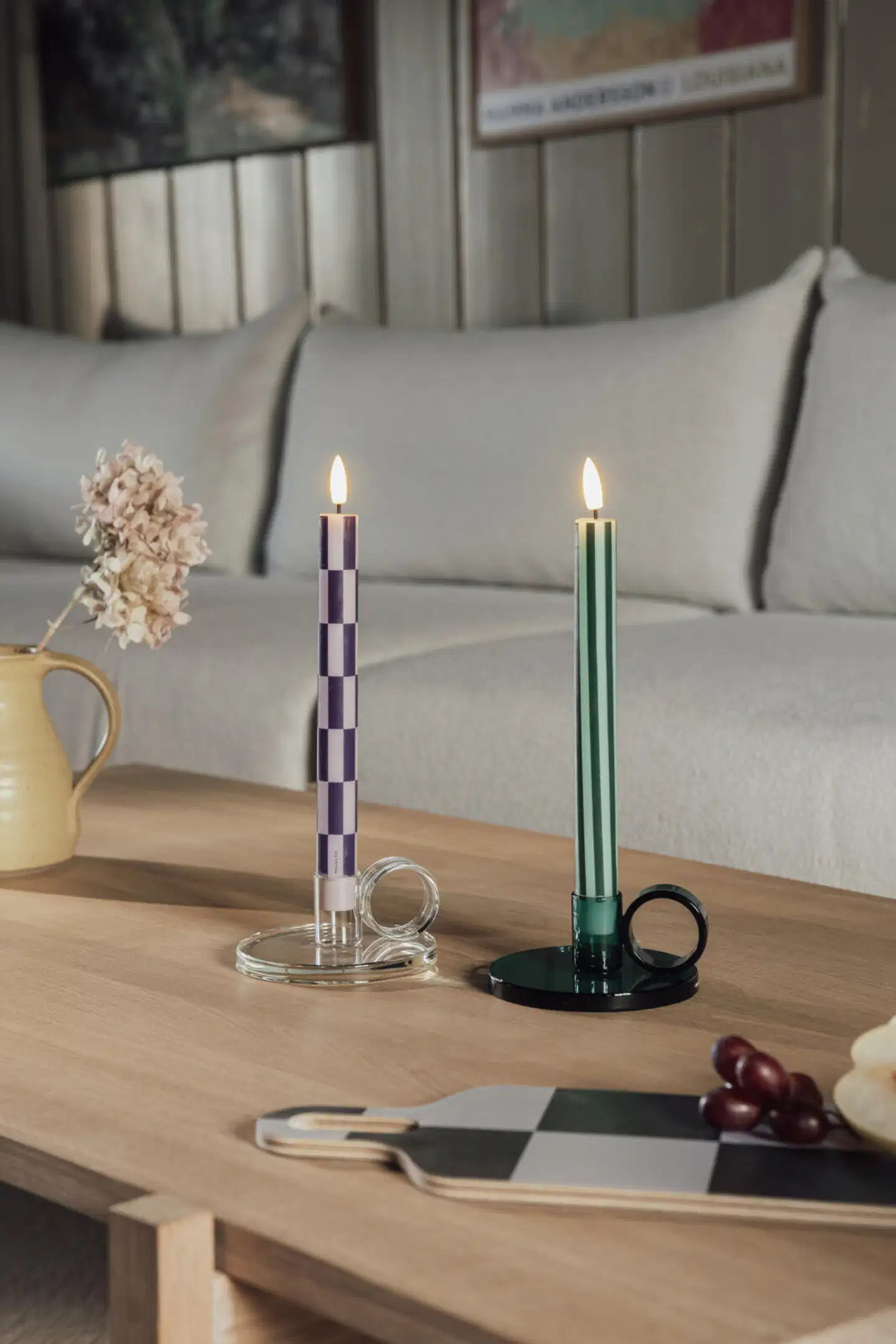 Muurla Led-kruunukynttilä Ruudut & Raidat 25 cm 2 kpl/pkt, vihreä/sininen - 3