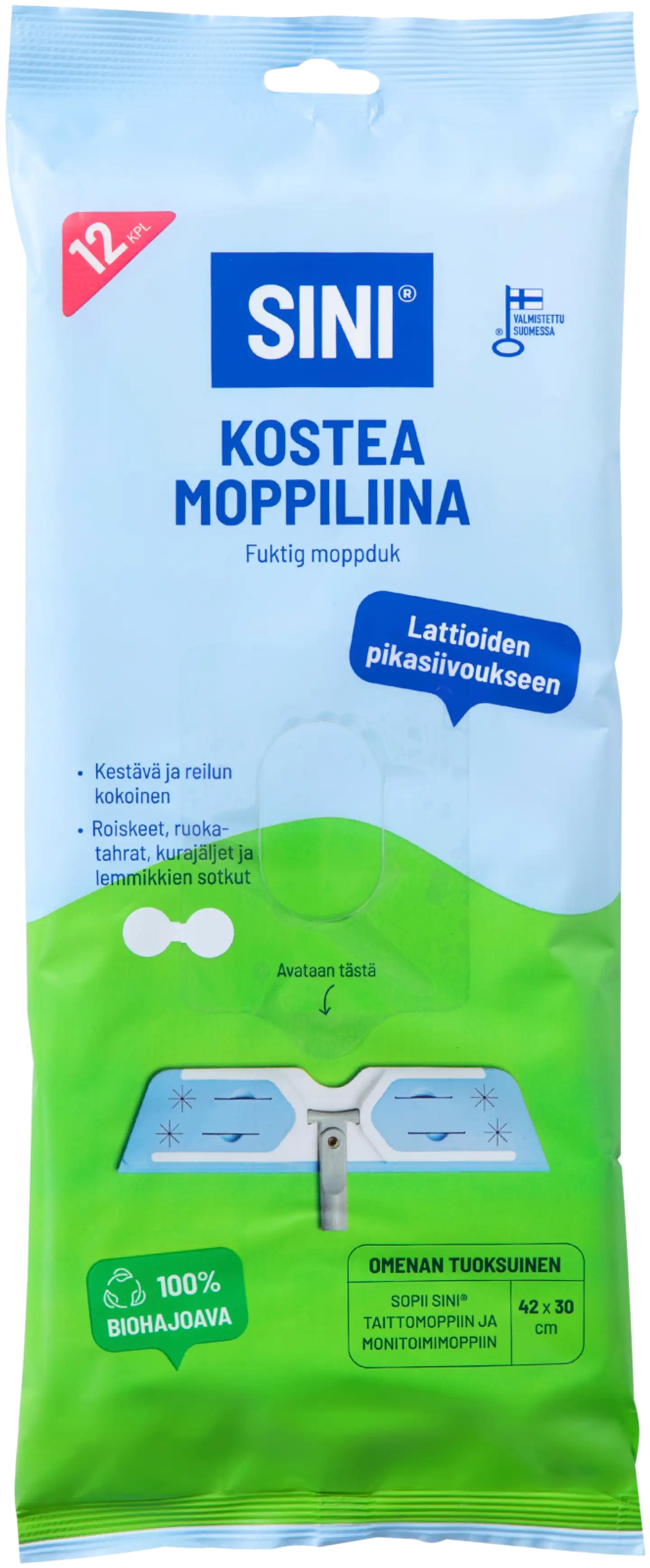 Sini Kostea moppiliina 12 kpl hajustettu