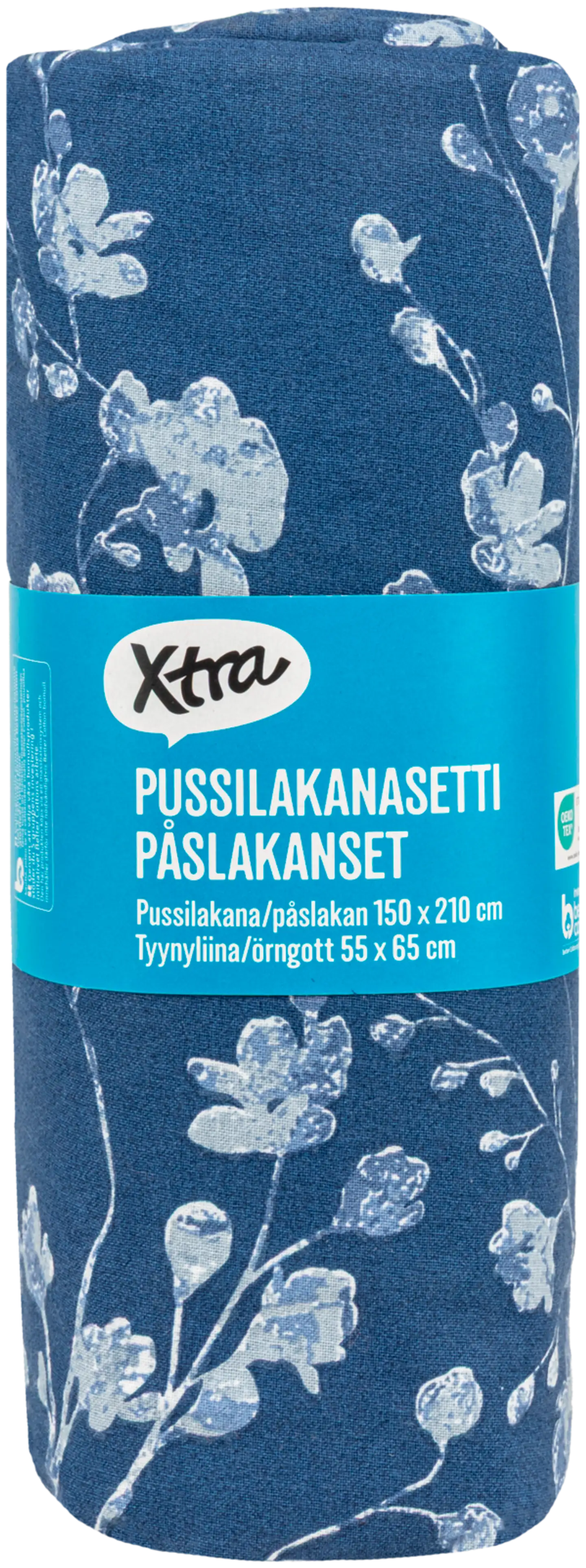 Xtra pussilakanasetti Berry 150 x 210 + 55 x 65 cm sininen - 3
