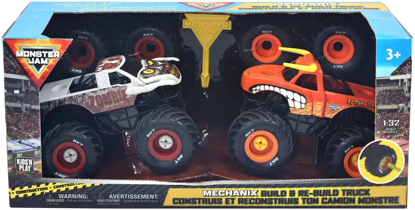 Monster Jam Mechanix 1:32  ETL ZB Kokoa ja Pura Tuplapakkaus.