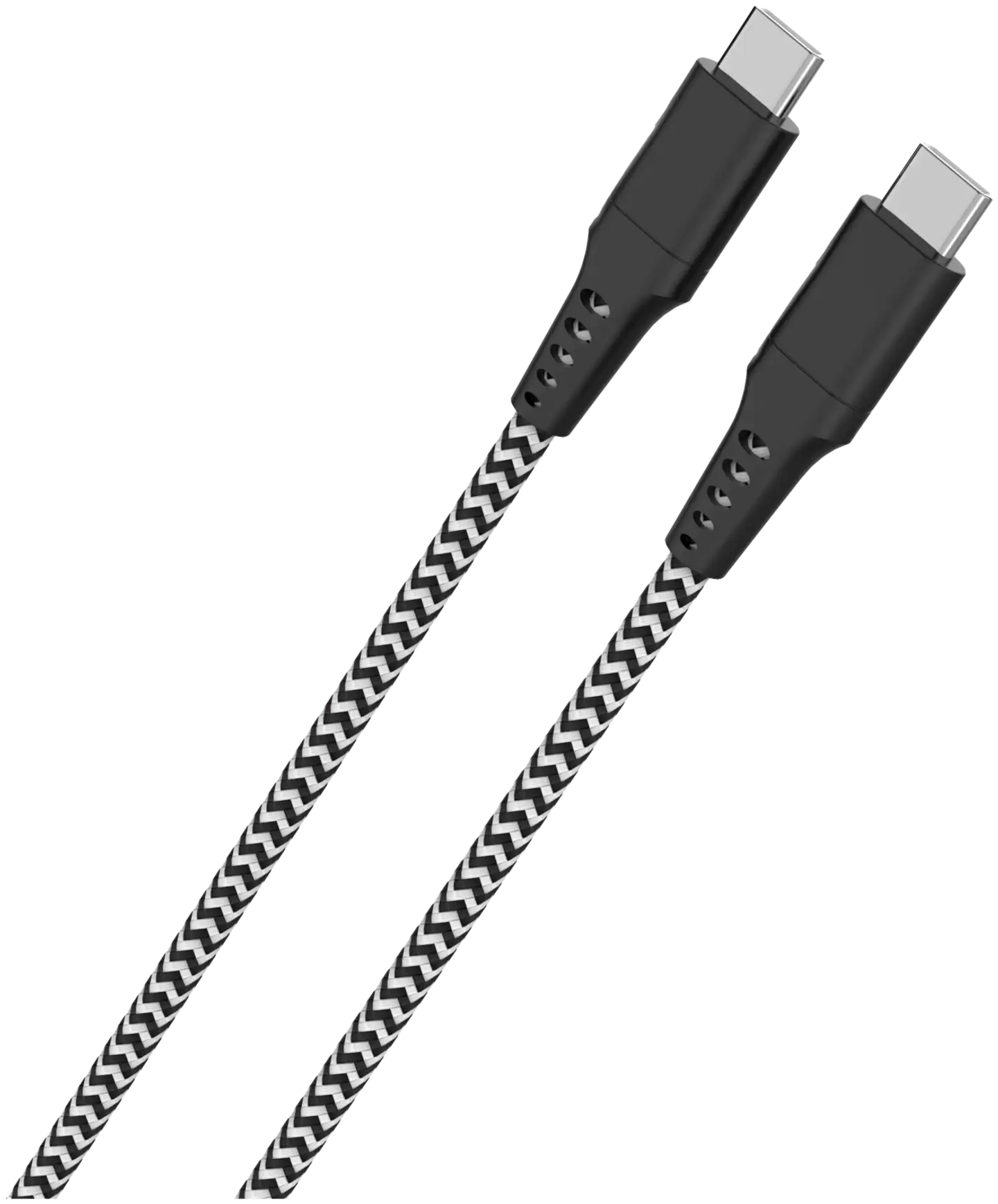 Wave Punottu 100W datakaapeli, USB Type-C -> USB Type-C (480 Mbps), 1,5m, Mustavalkoinen - 1