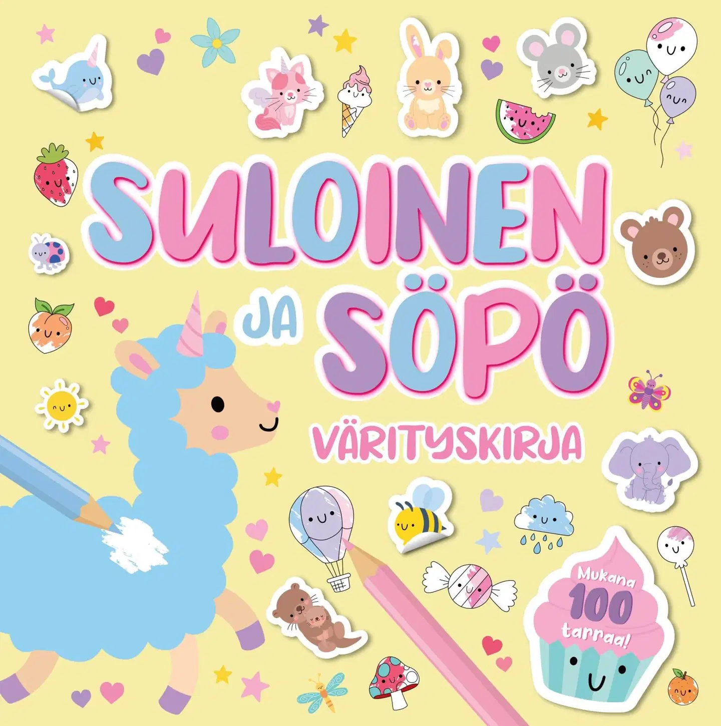 Suloinen ja söpö värityskirja - Mukana 100 tarraa!