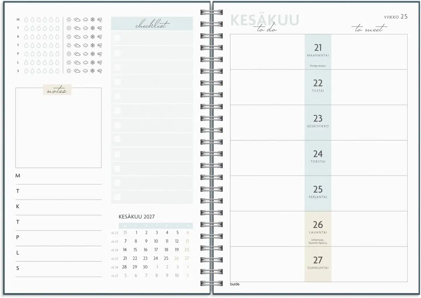 Burde Life Planner To Do A5 26/27 - 2