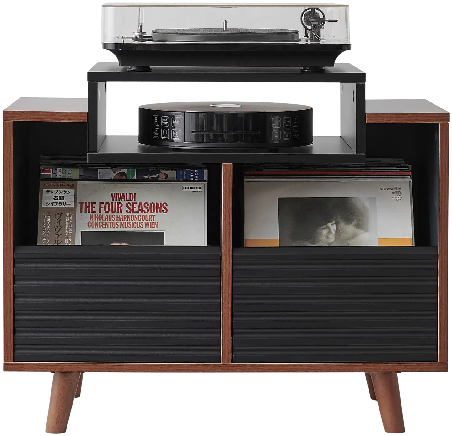 Norstone Oslo Vinyl 800 -vinyylikaluste satiinimusta/pähkinä - 2