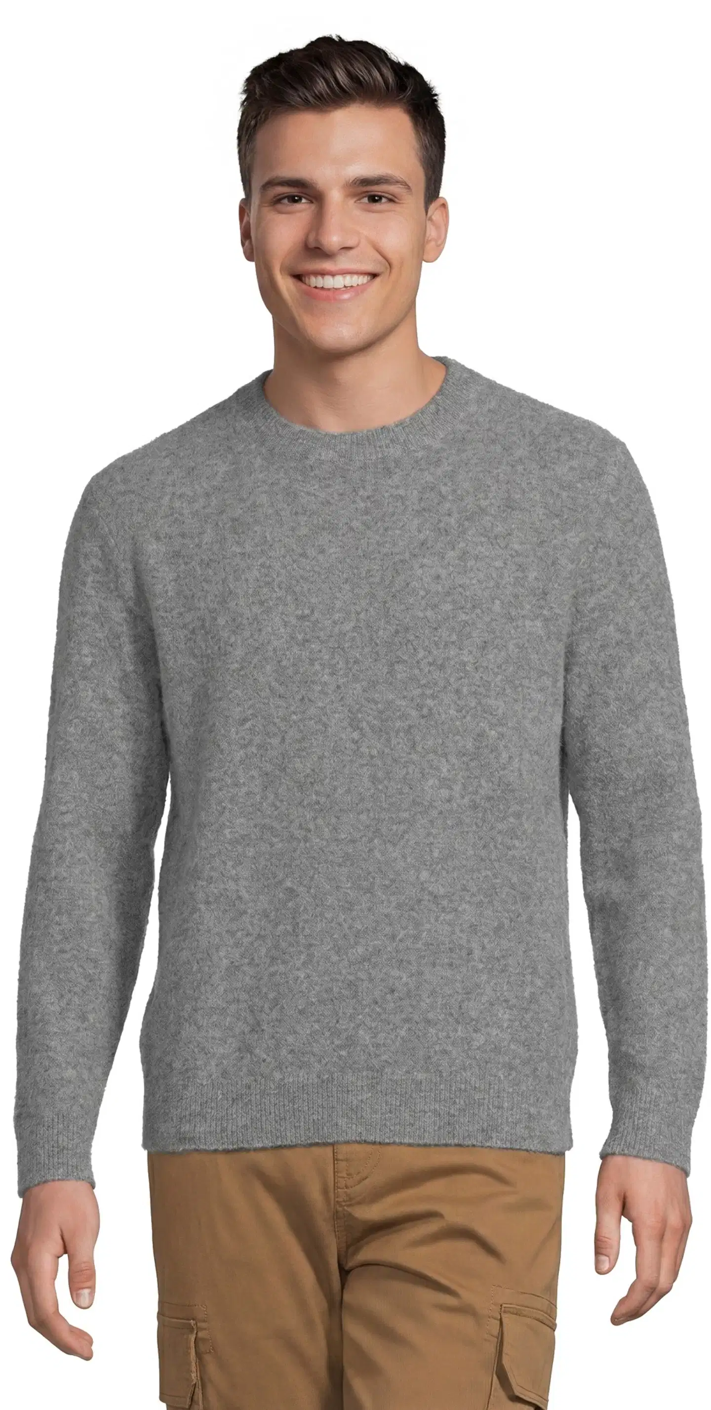 WKLY. miesten pehmeäpintainen neulepusero O-pääntiellä 195W362670 - grey melange - 1
