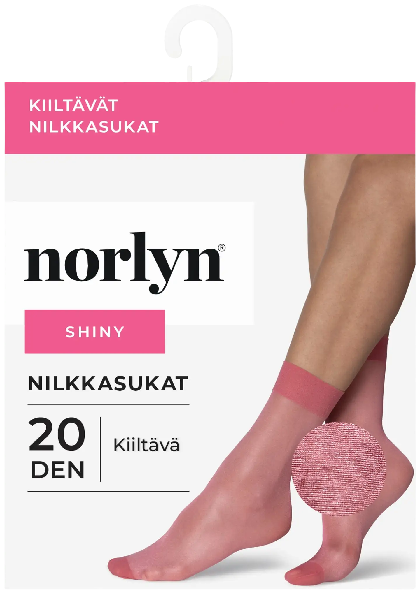 Norlyn naisten nilkkasukat Shiny 20den - Garnet Rose - 1