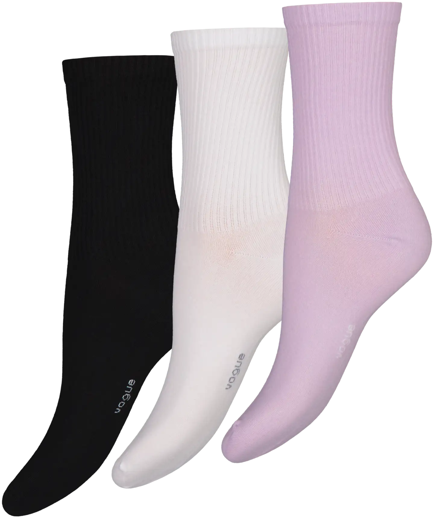 Vogue naisten nilkkasukat Cotton Rib Sock 3-pack - Pastel lilac