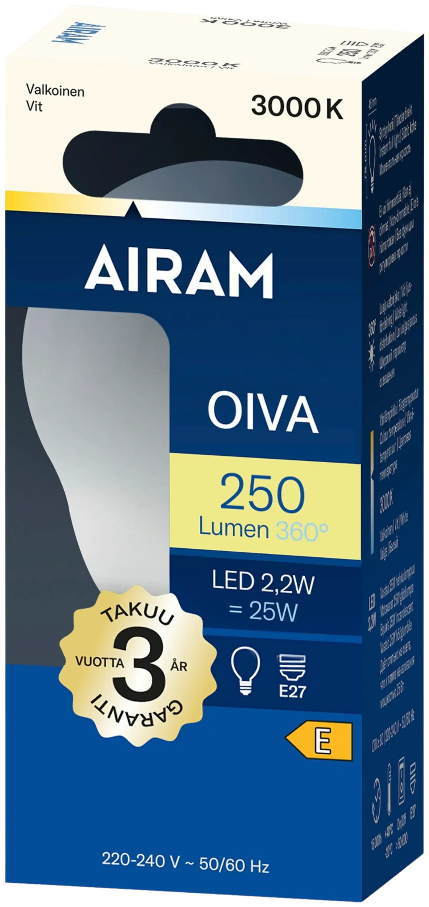Airam LED P45 830 250lm E27 360 OIVA OP - 2