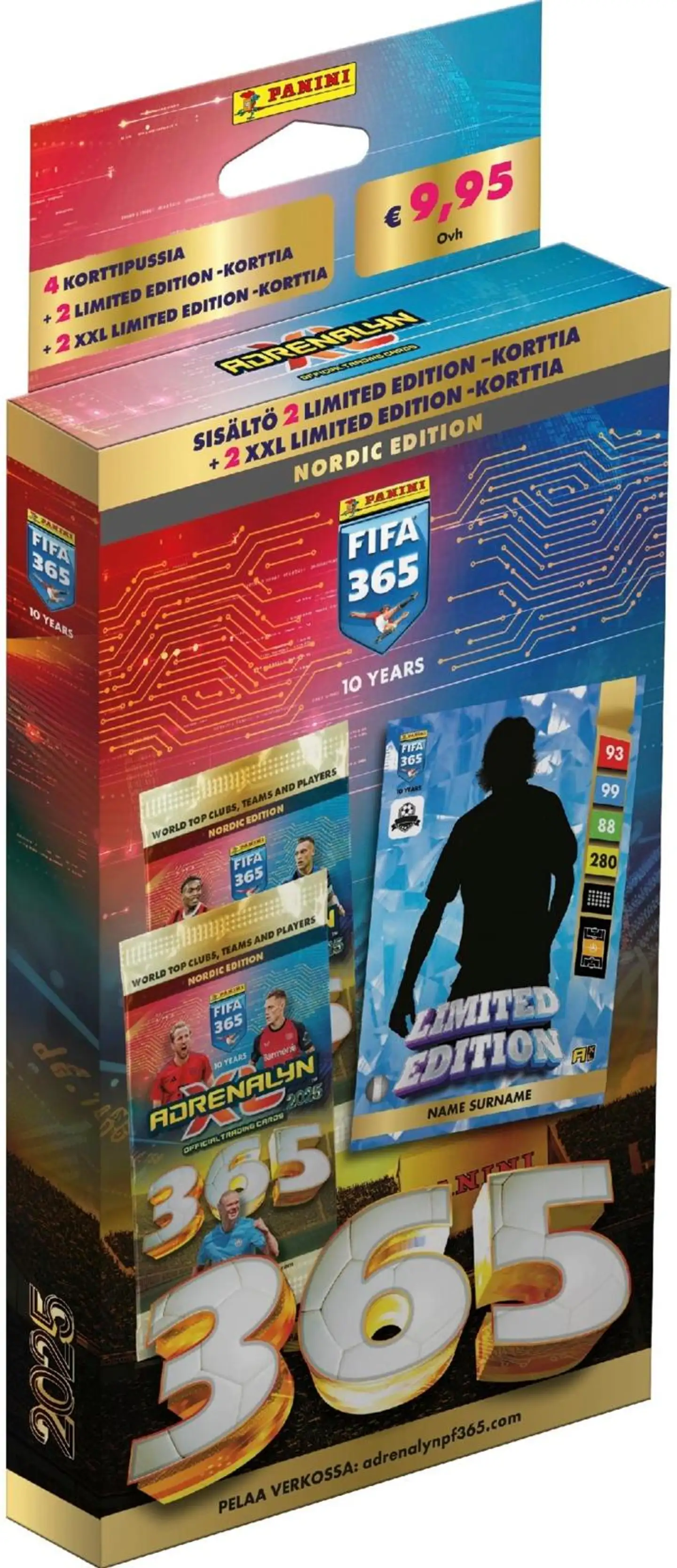 Panini FIFA 365 Adrenalyn XL -4 korttipaketin laatikko Nordic Edition keräilykortit