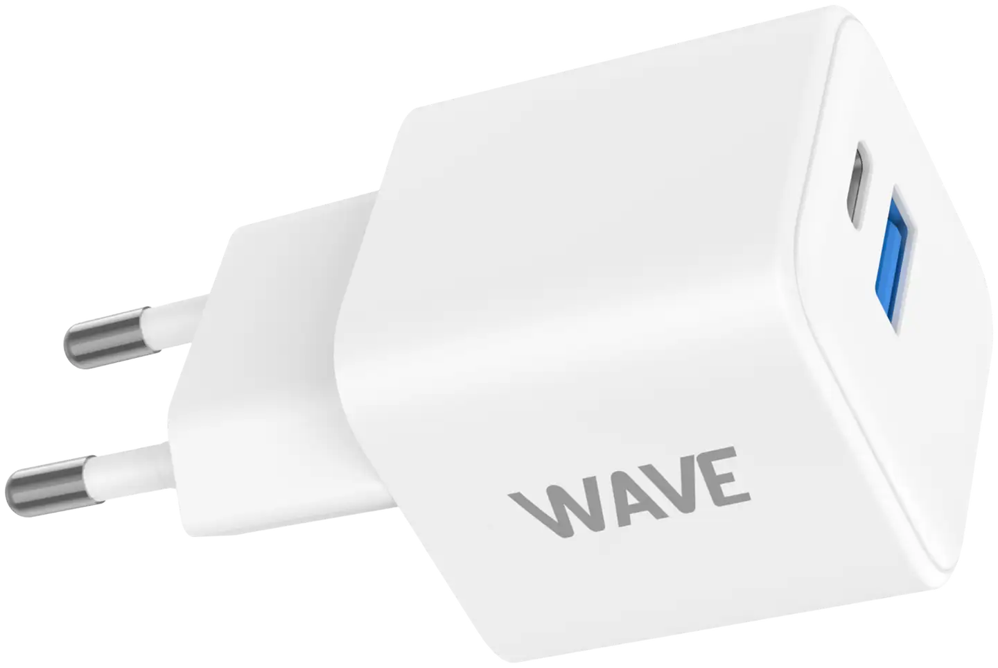 Wave 45W Pikalataava GaN -verkkolaturi, 1 x USB Type-C + 1 x USB-A, Valkoinen - 1