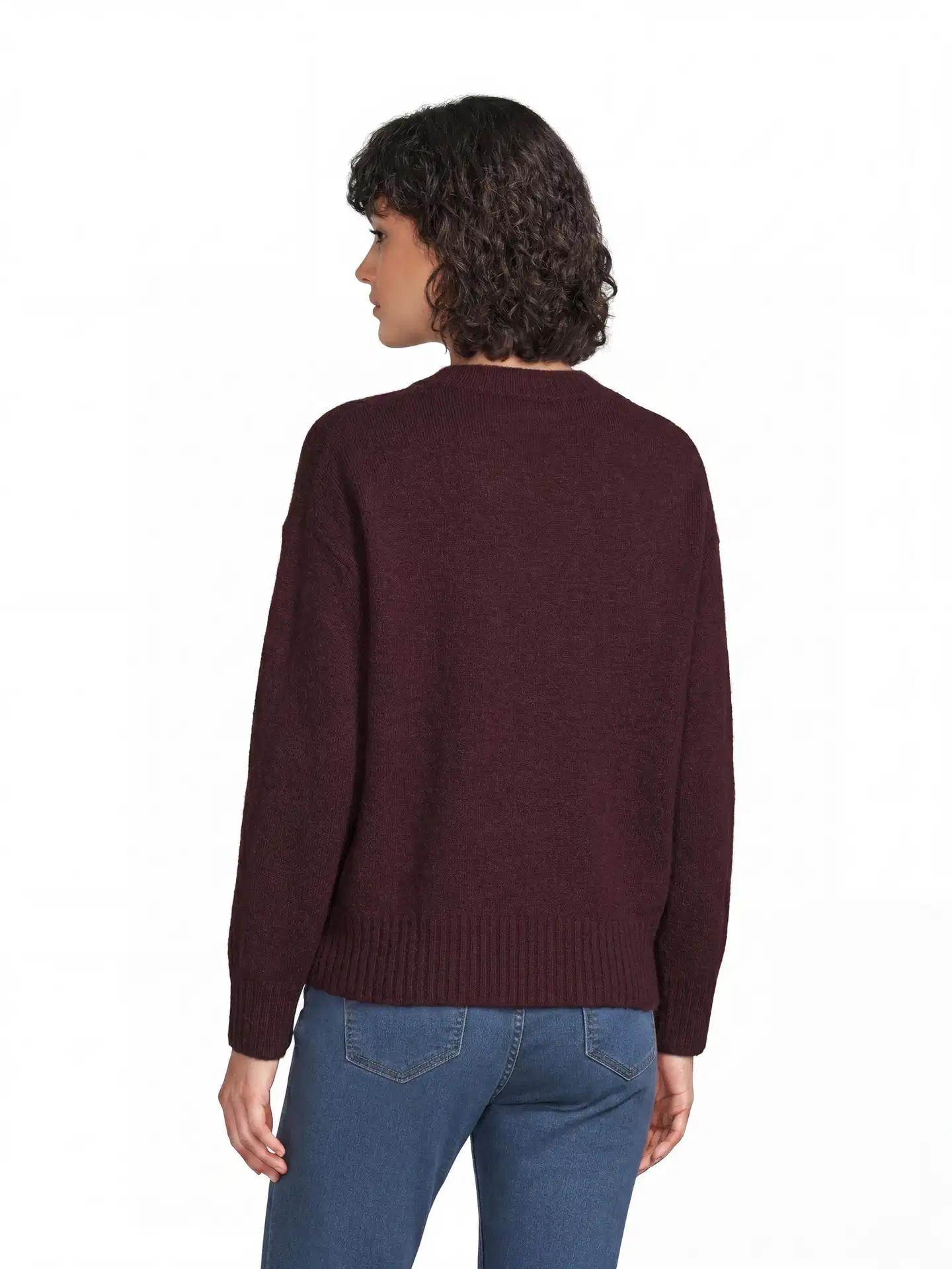 House naisten neule Fluffy-V - Burgundy - 3