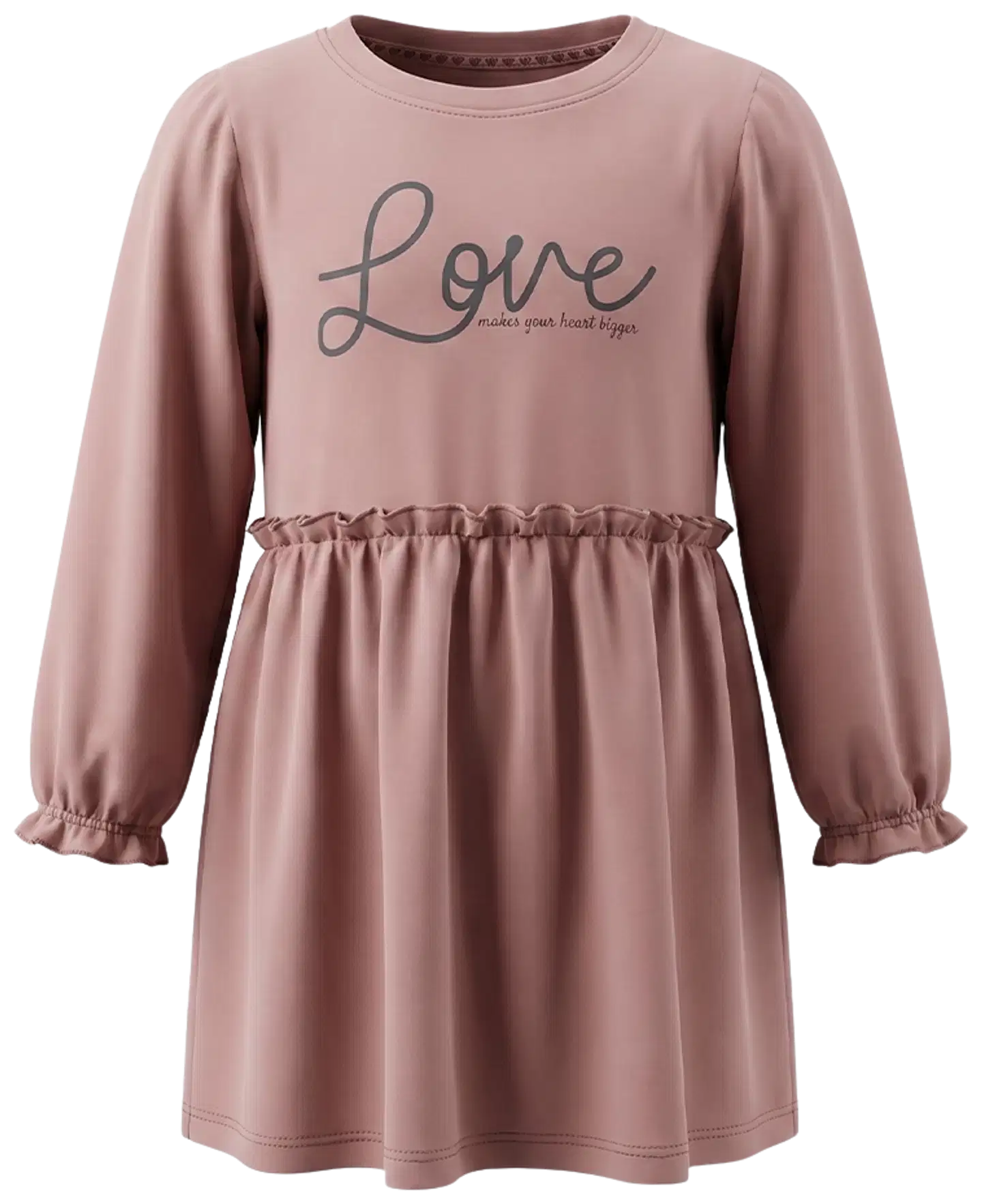 Dirkje lasten pitkähihainen collegemekko, jossa röyhelökoristeet M60325 - Misty rose - 1