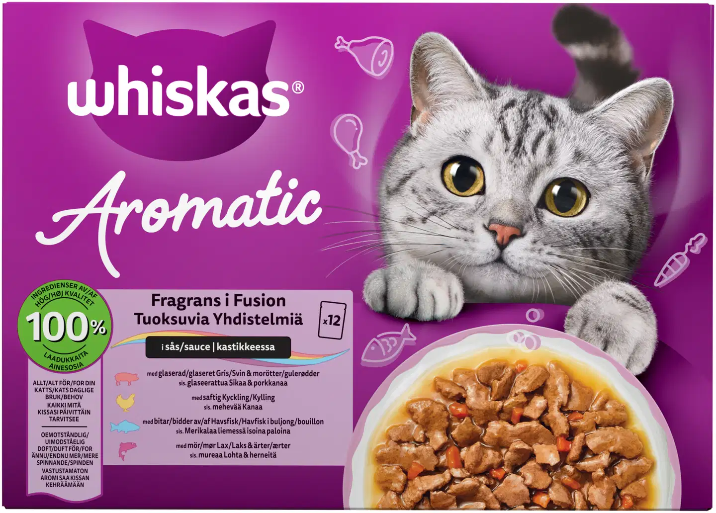 Whiskas 1+ Aroma Fusion kastik. (12 x 85 g)
