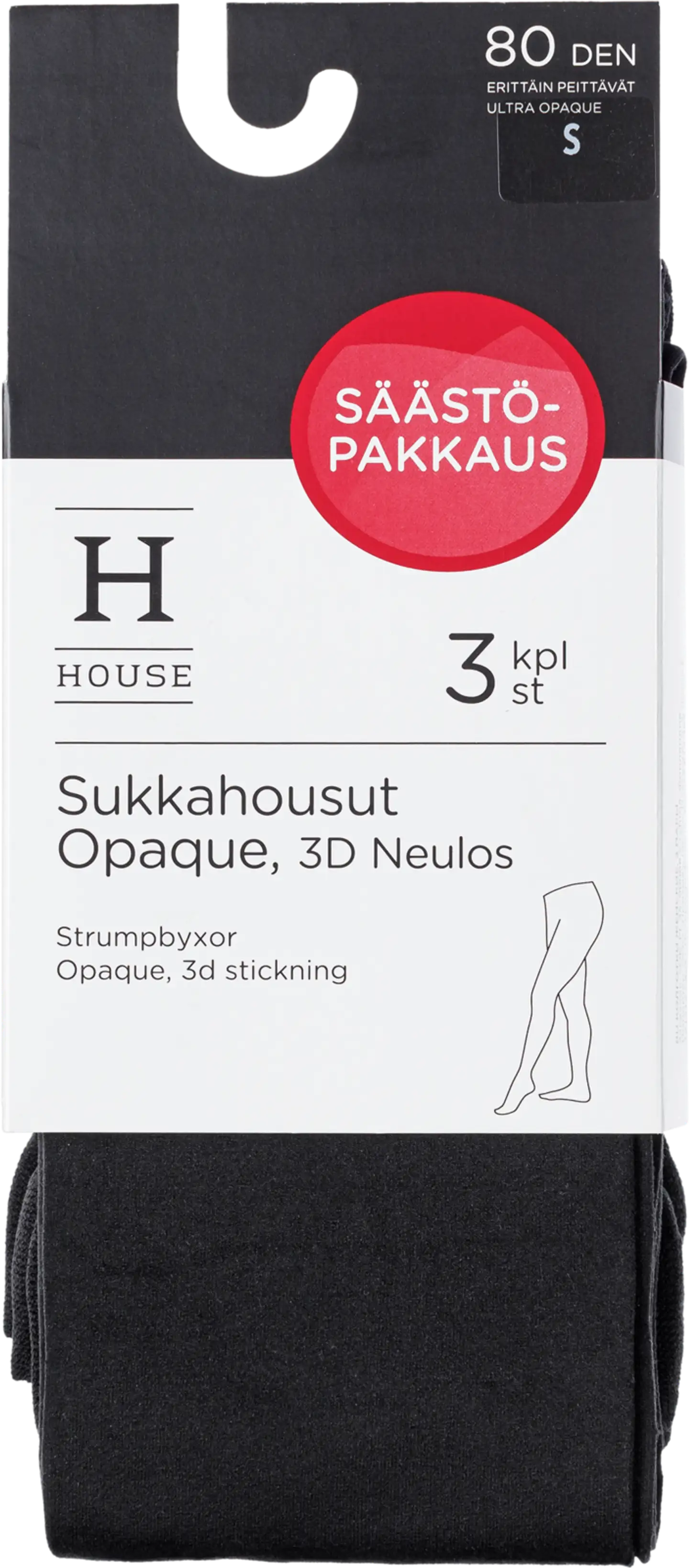 House naisten sukkahousut Ultra Opaque 80 den 3D 3-pack - BLACK