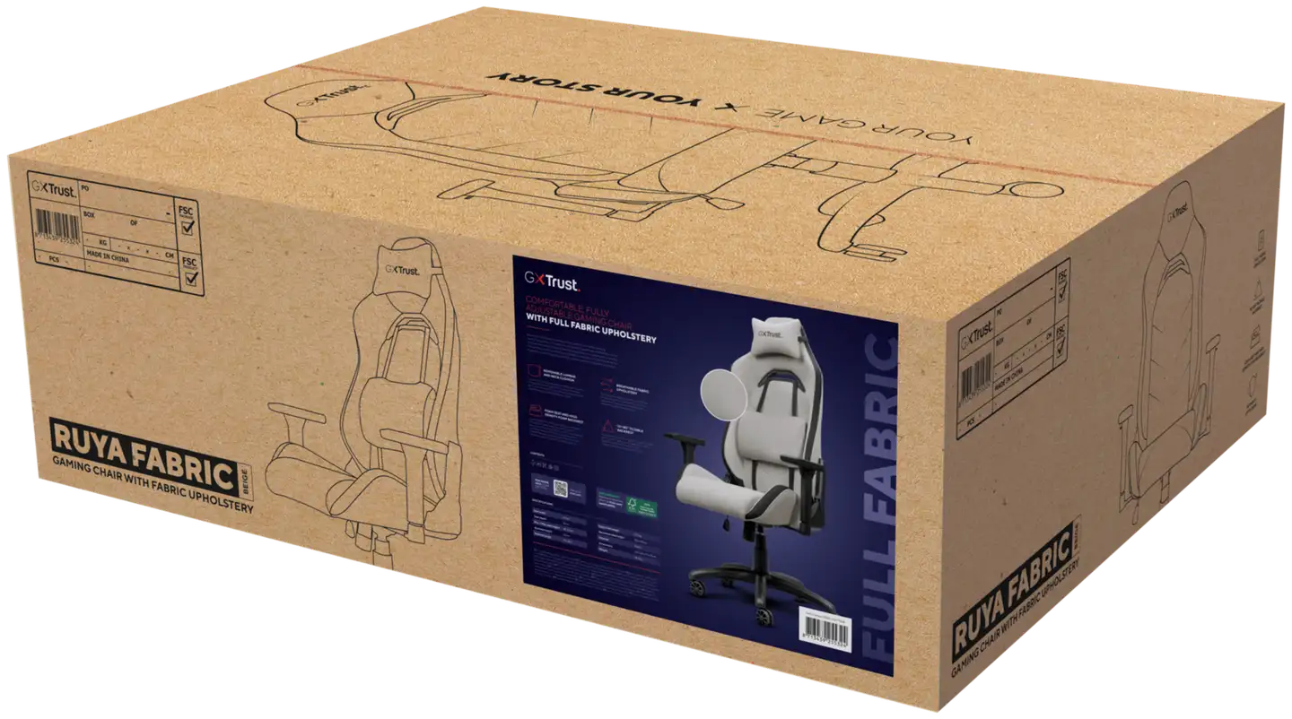 Trust Kangaspäällysteinen pelituoli GXT 723 Ruya beige - 7