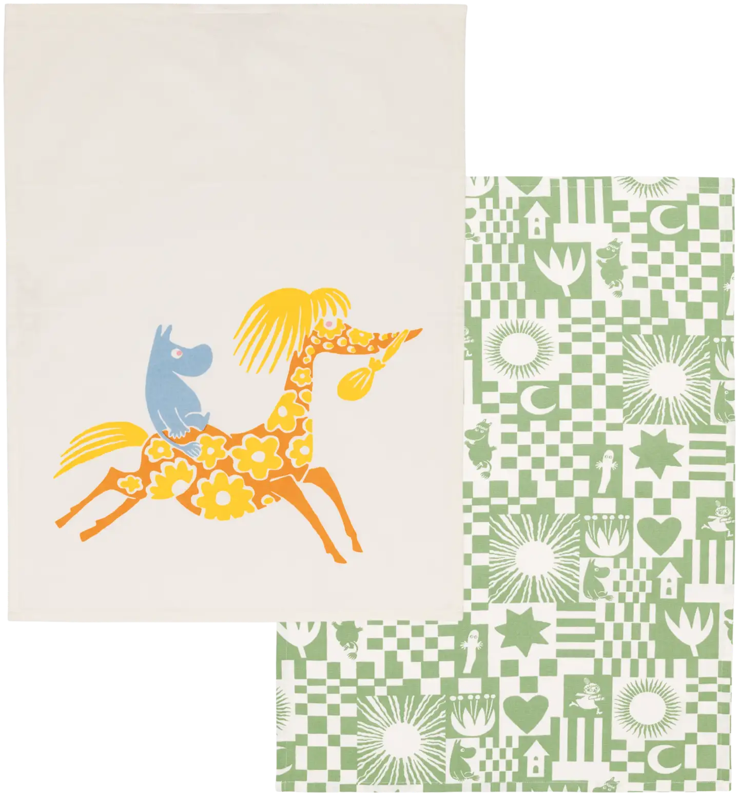 Moomin Arabia keittiöpyyhesetti 2kpl 50x70 Juhlat vihreä GOTS
