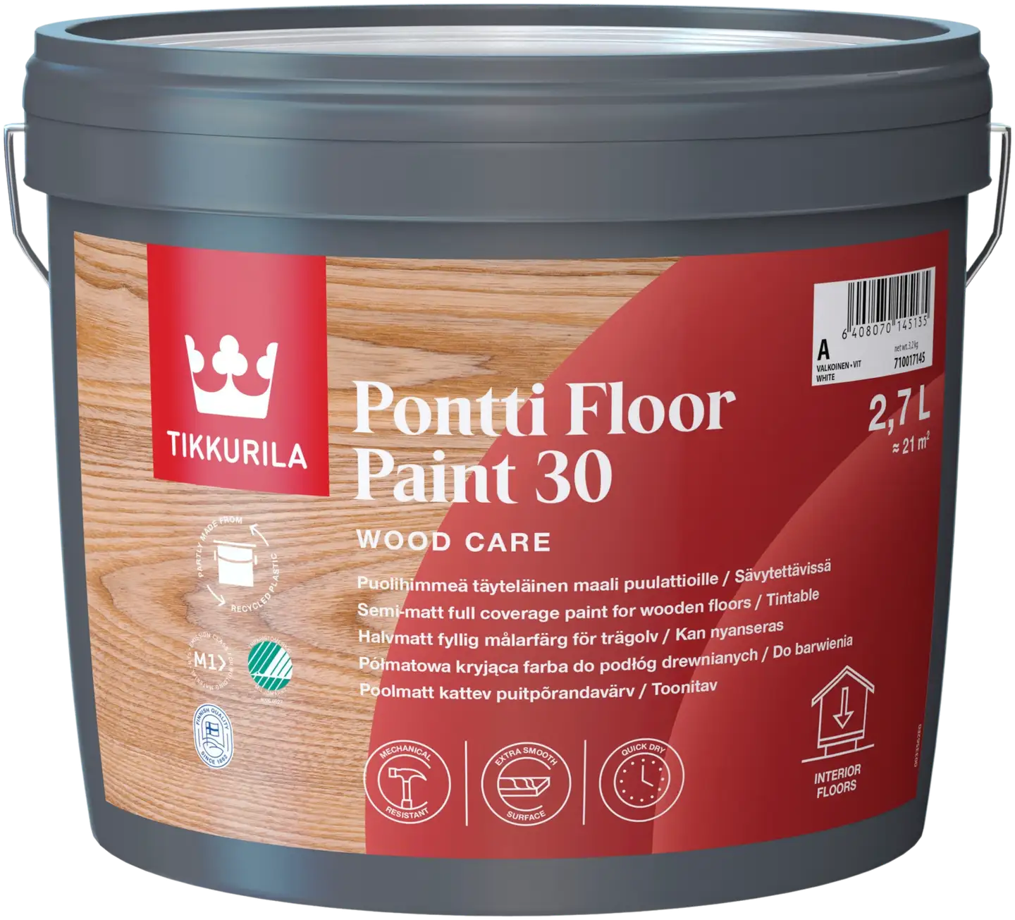 Tikkurila lattiamaali Pontti Floor Paint 30 2,7 l C sävytettävä puolihimmeä