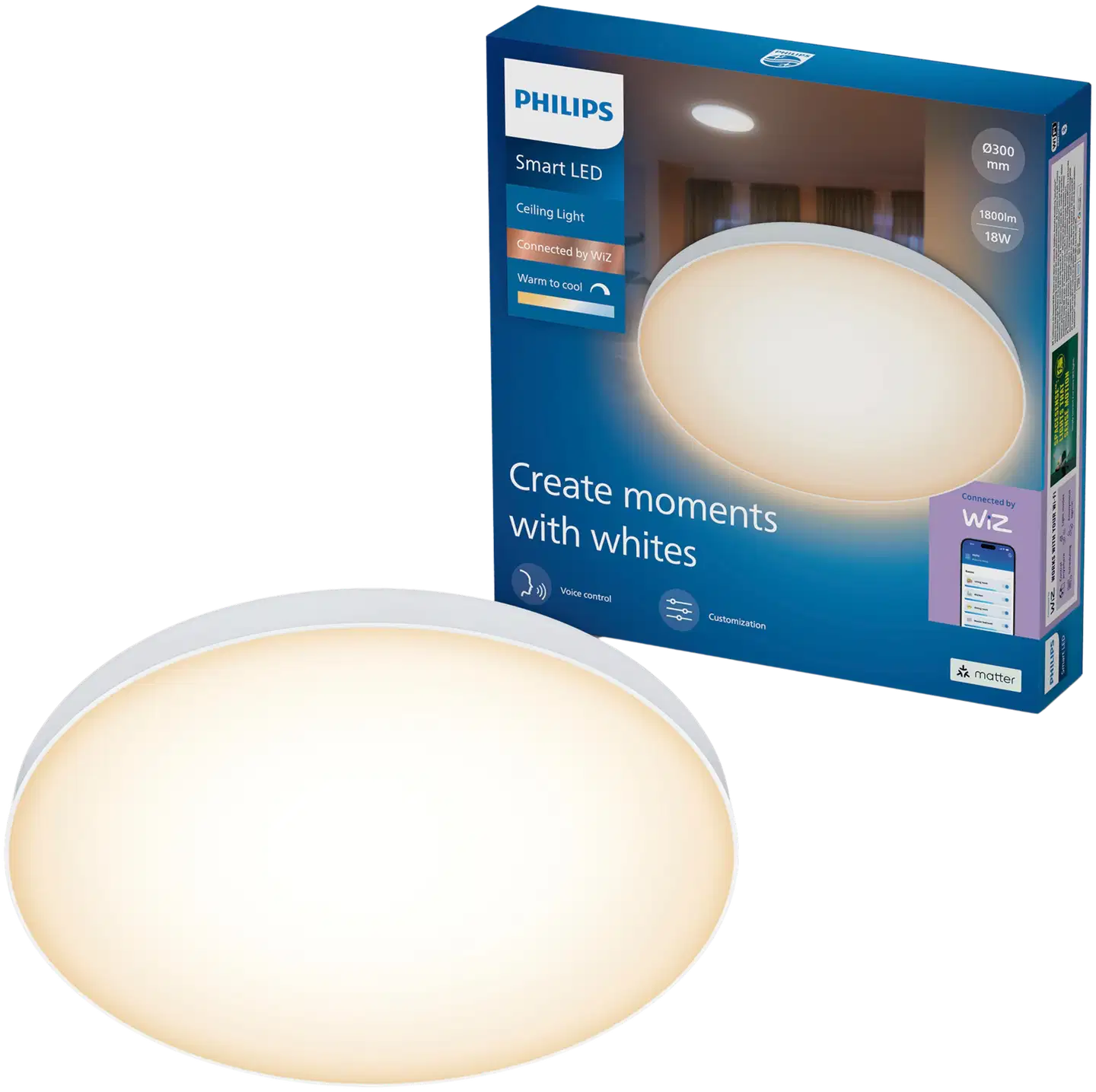 Philips Smart Lighting kattovalaisin pyöreä 18W 2700-6500K valkoinen säädettävä - 1