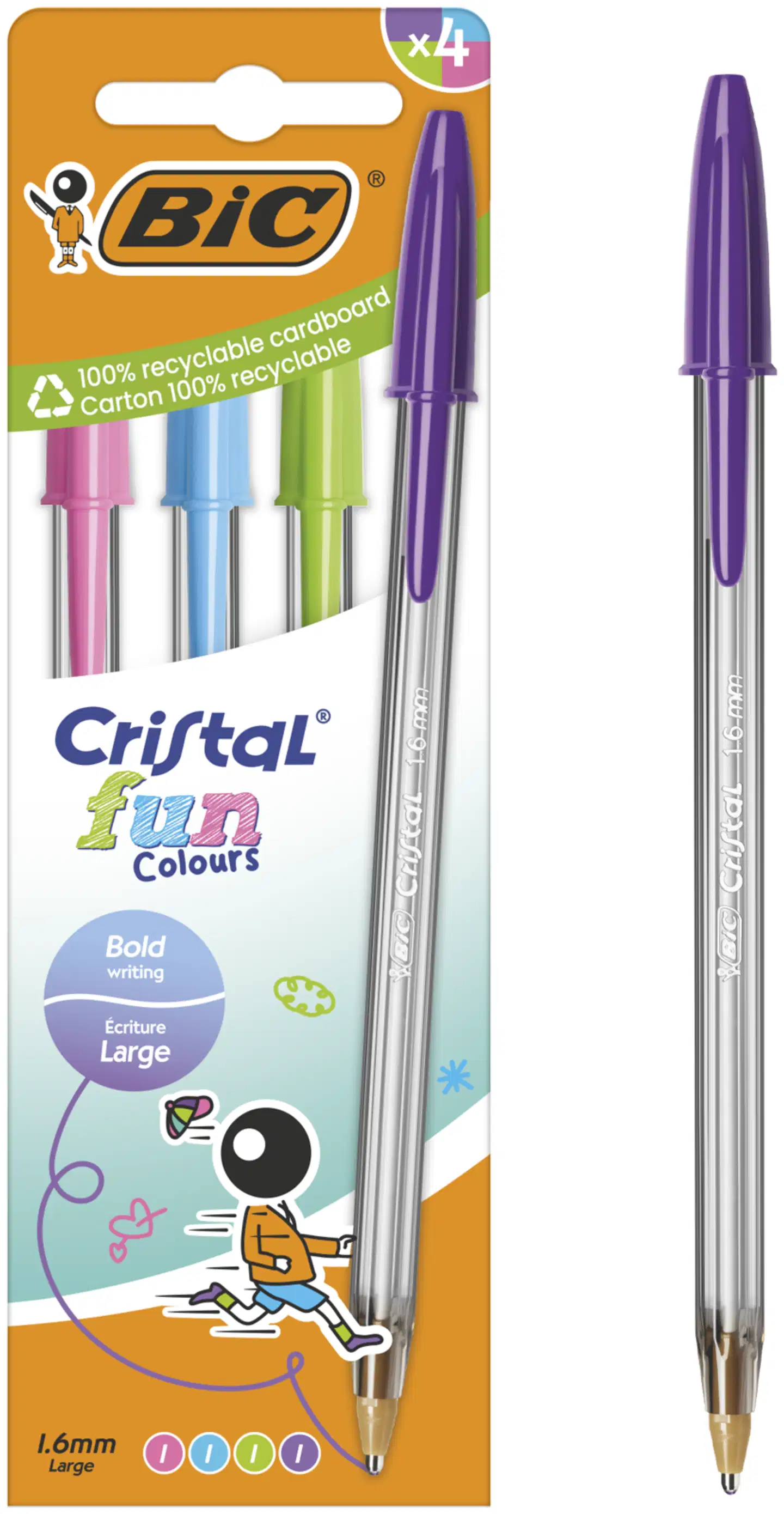 BIC Cristal Fun 4-Pack Kuulakärkikynä