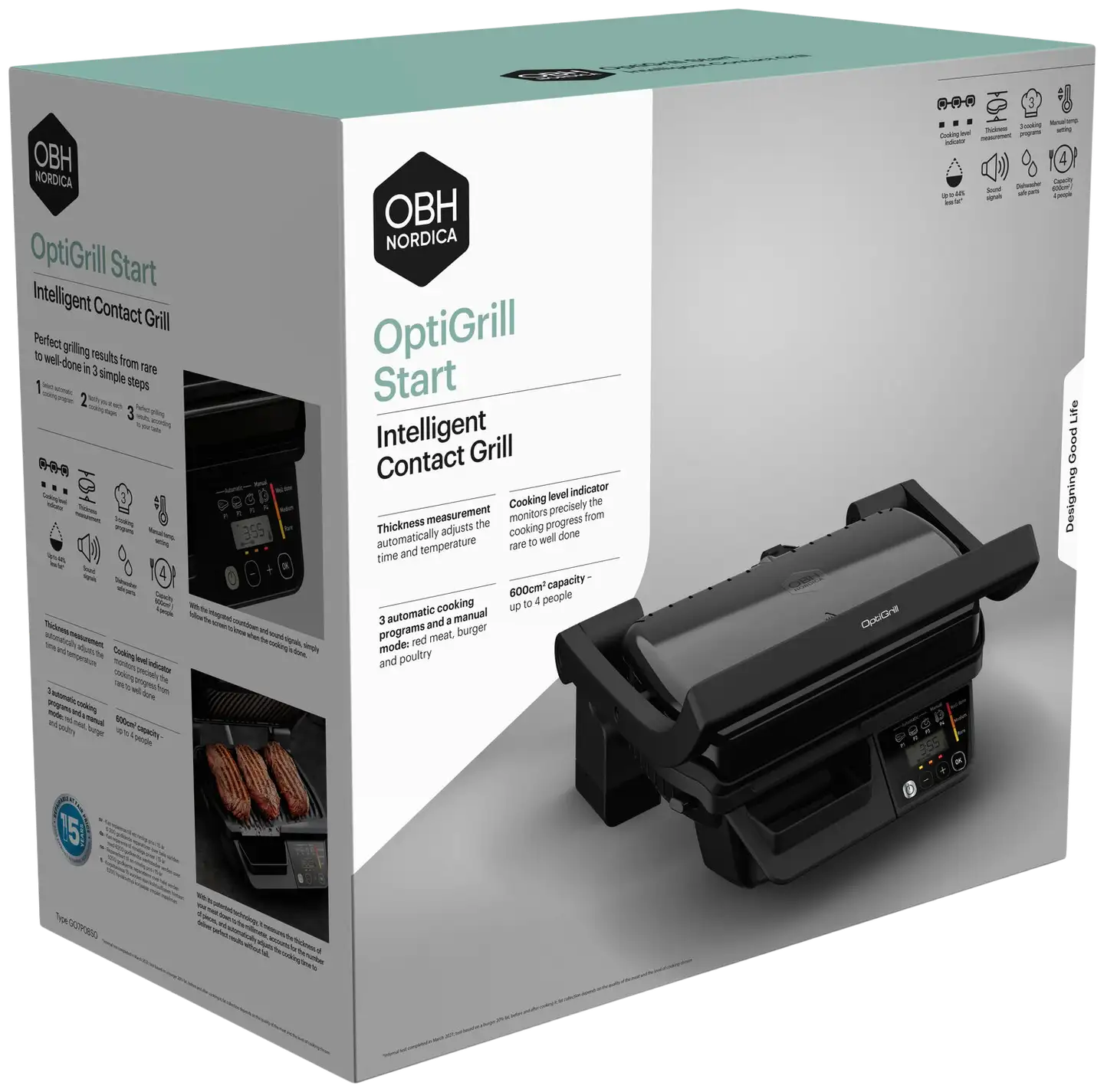 OBH Nordica Optigrill Start -pöytägrilli GO7P08S0 - 5