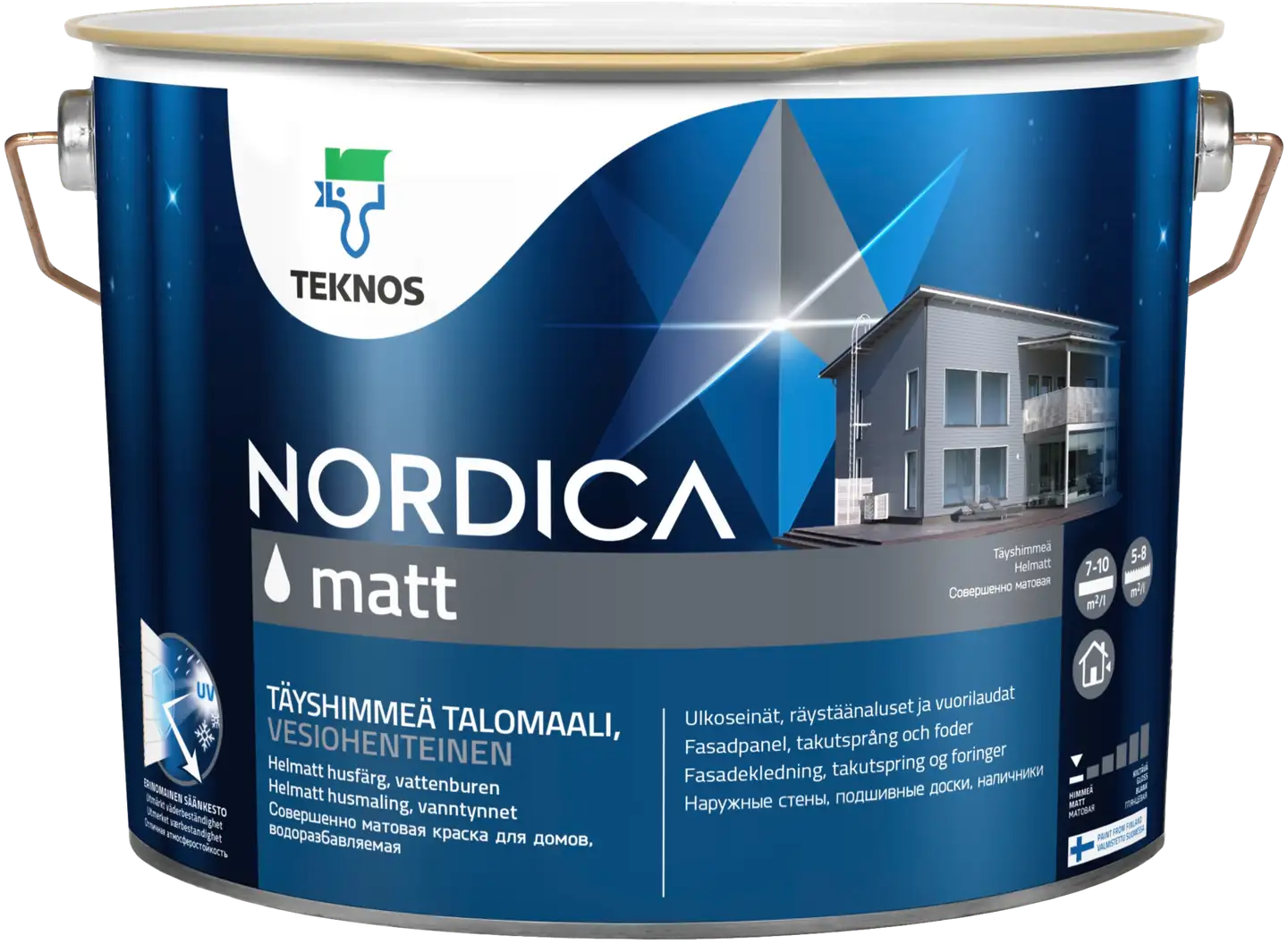 Teknos talomaali Nordica Matt 9 l PM1 valkoinen sävytettävissä täyshimmeä