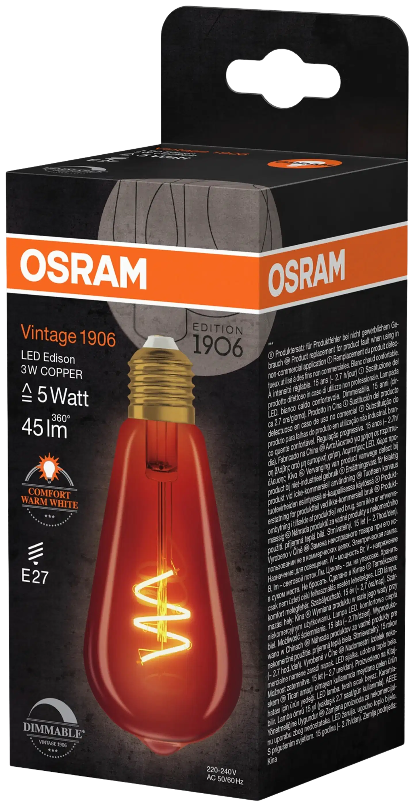 Osram LED-sisustuslamppu Edison 3W E27 kupari spiral-filamentti Dim - 3