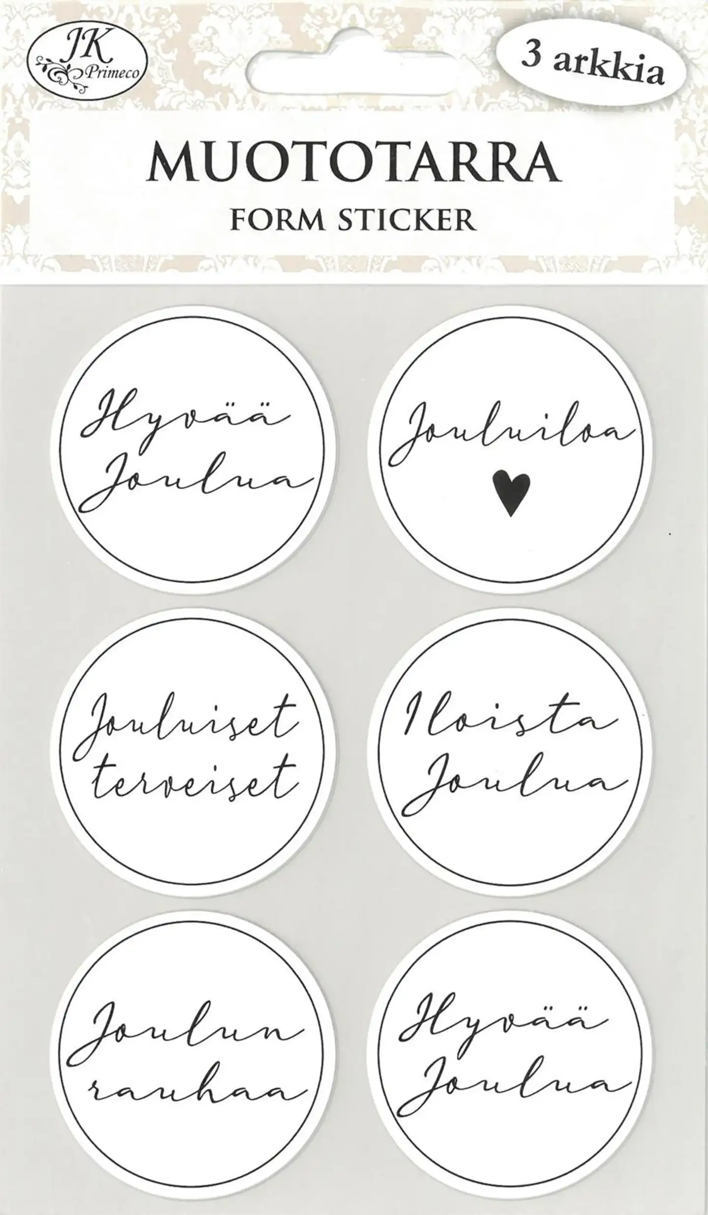 J.K. Primeco Muototarra Joulutoivotukset moderni musta 3 ark