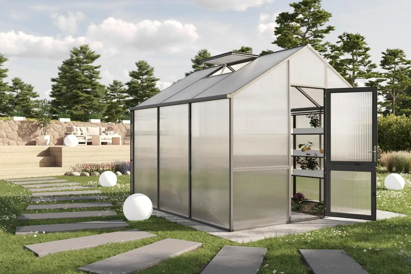 Kreative Gartentechnik kasvihuone Dahlie III 9,59 m2 antrasiitinharmaa - 3