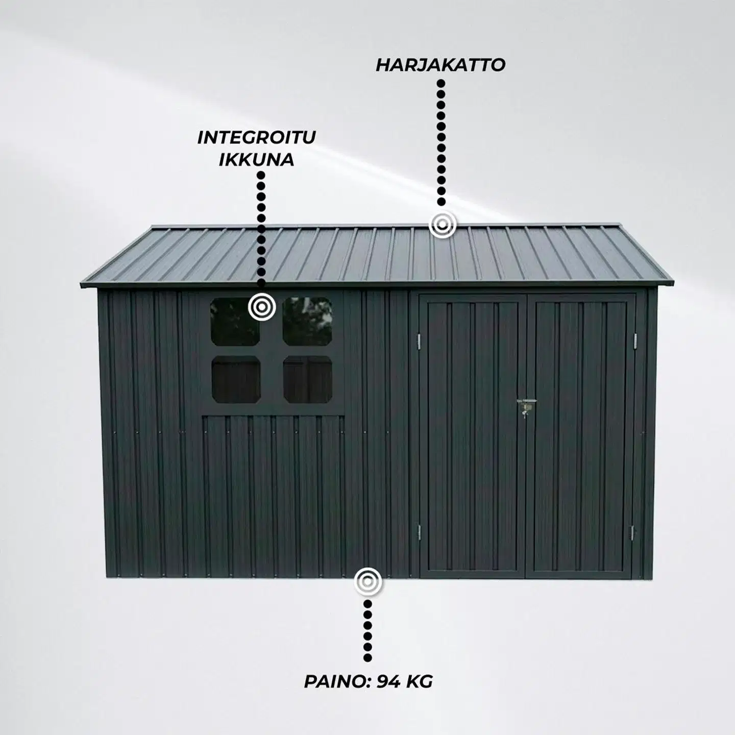 Fornorth pihavarasto ikkunalla 313x260x205cm, antrasiitti - 2