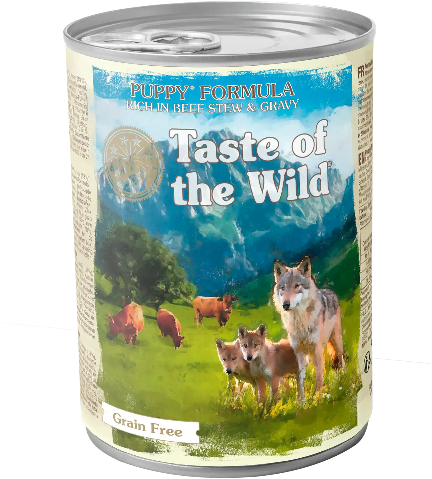 Taste of the wild wetlands beef stew gravy puppy can 390g