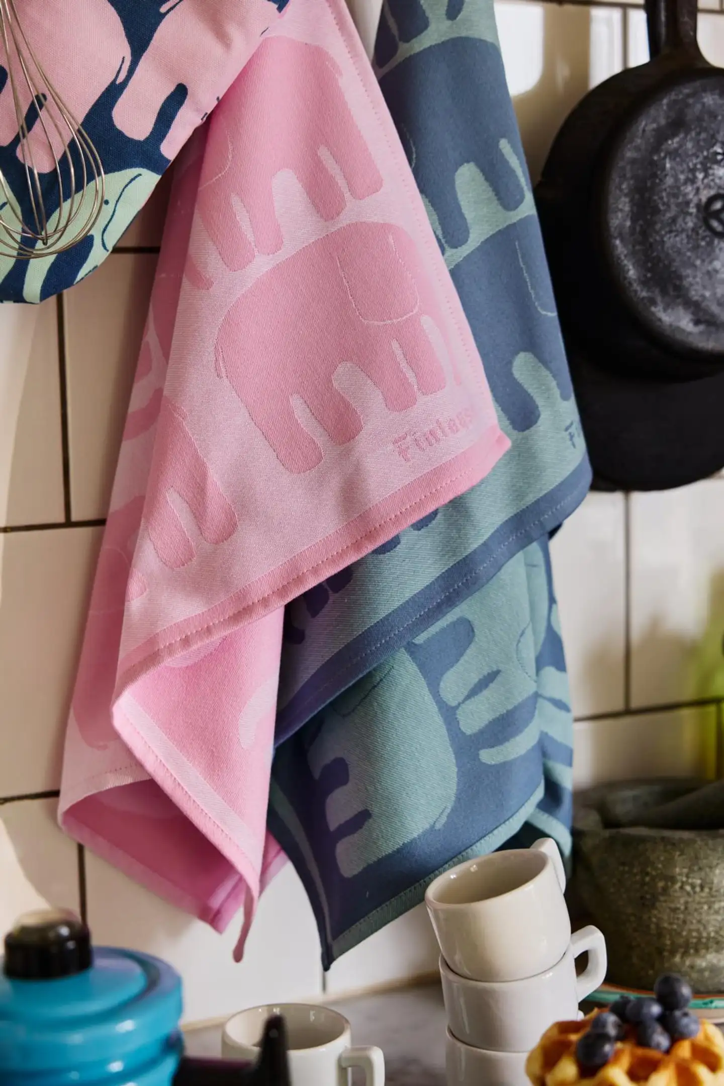 Finlayson keittiöpyyhe Elefantti siniharm/minttu 2kpl 50x70 - 6