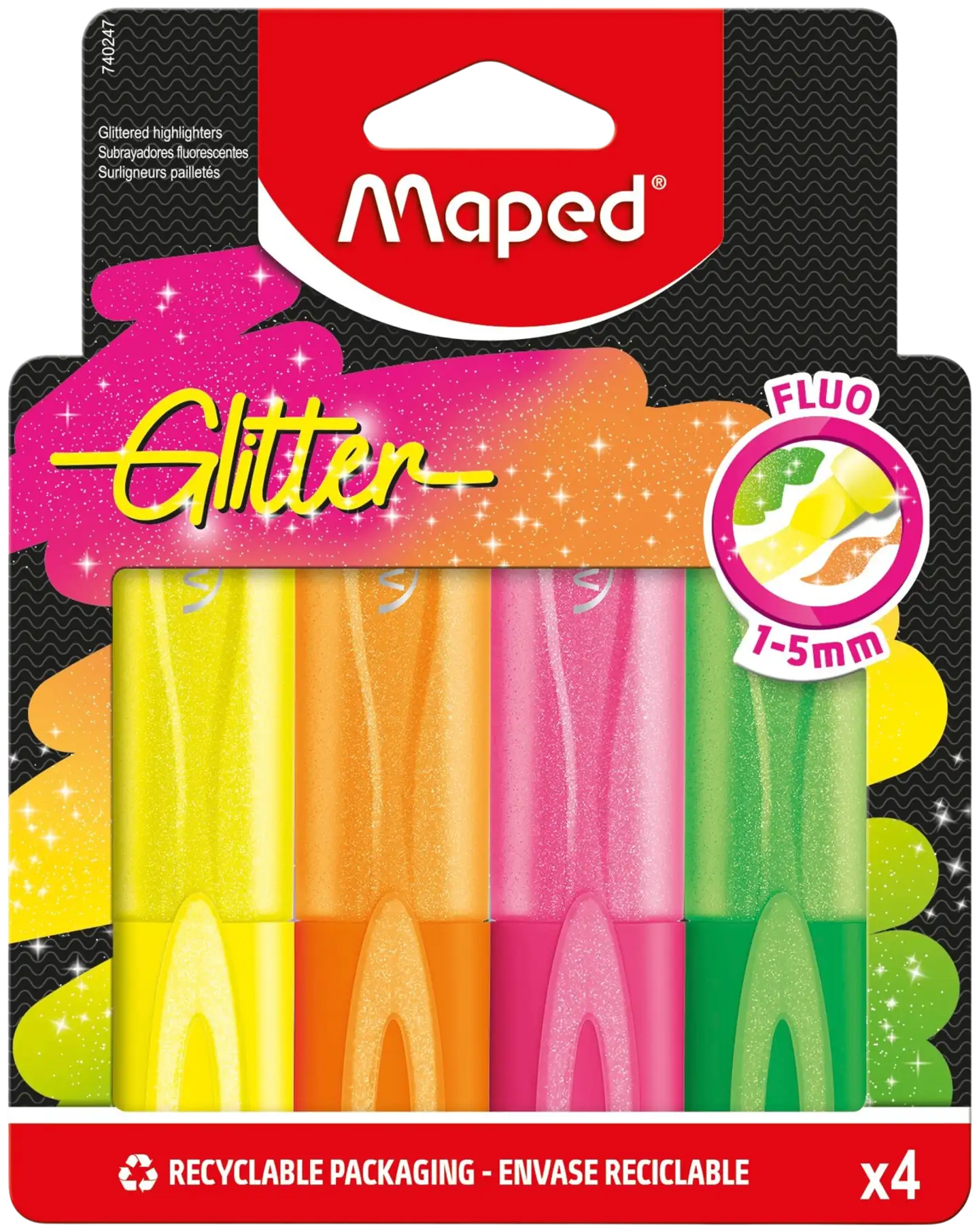 Maped Korostuskynät 4kpl Glitter korttipakkaus - 1